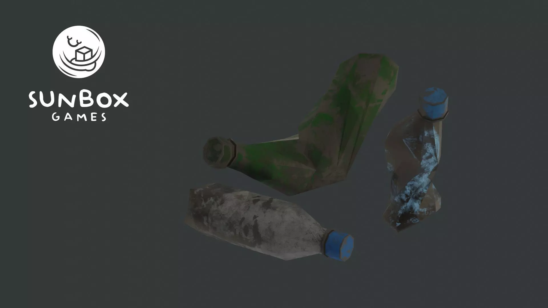 Dirty Plastic Bottles Trash - 3 Piece Set Free low-poly 3D model_0