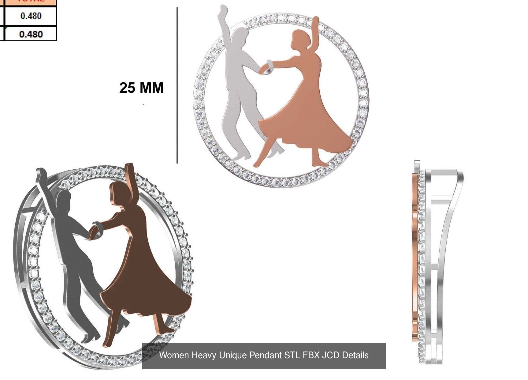 82 Women Heavy Unique Pendant STL FBX JCD Details Collection _75