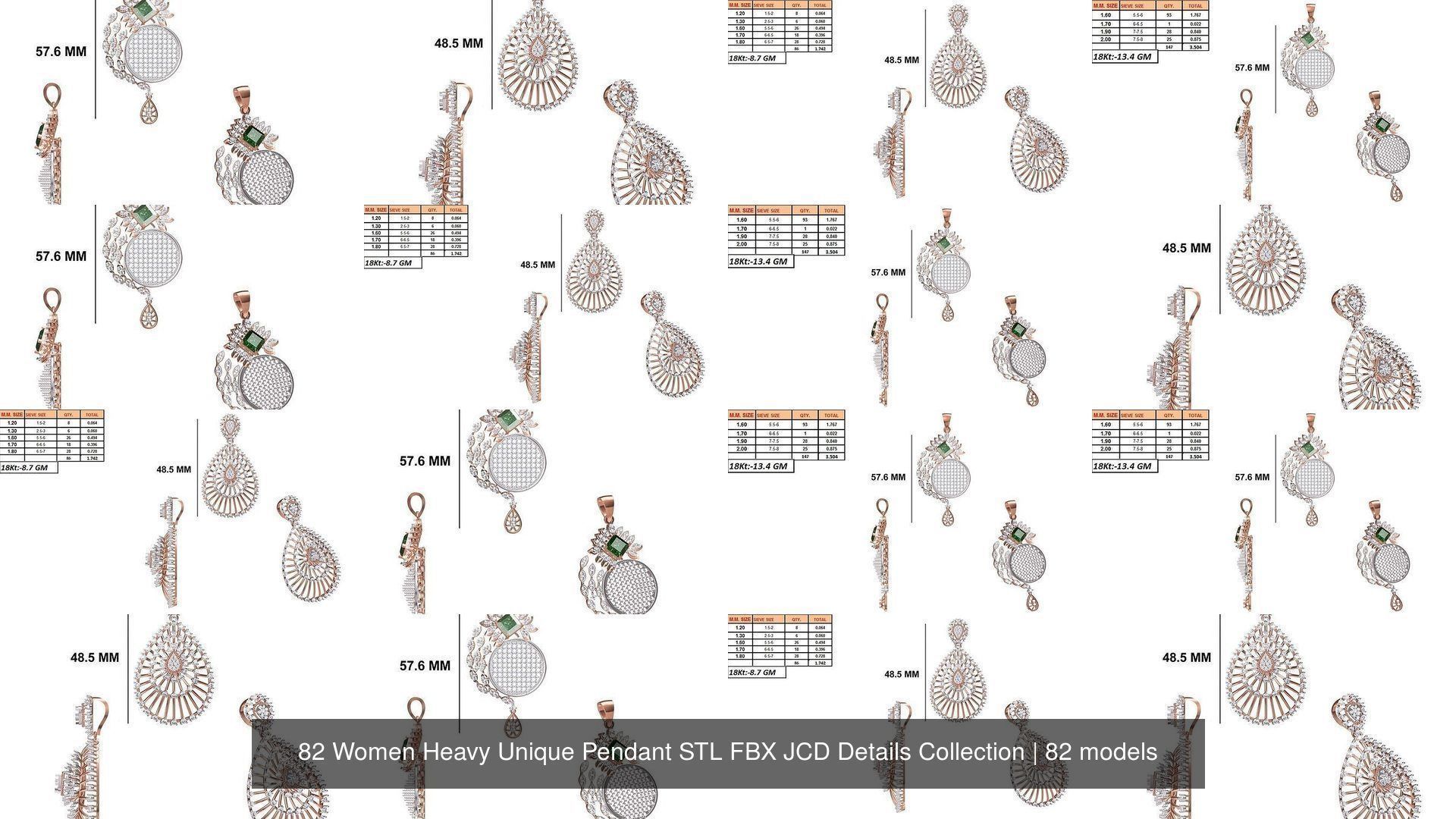 82 Women Heavy Unique Pendant STL FBX JCD Details Collection _14