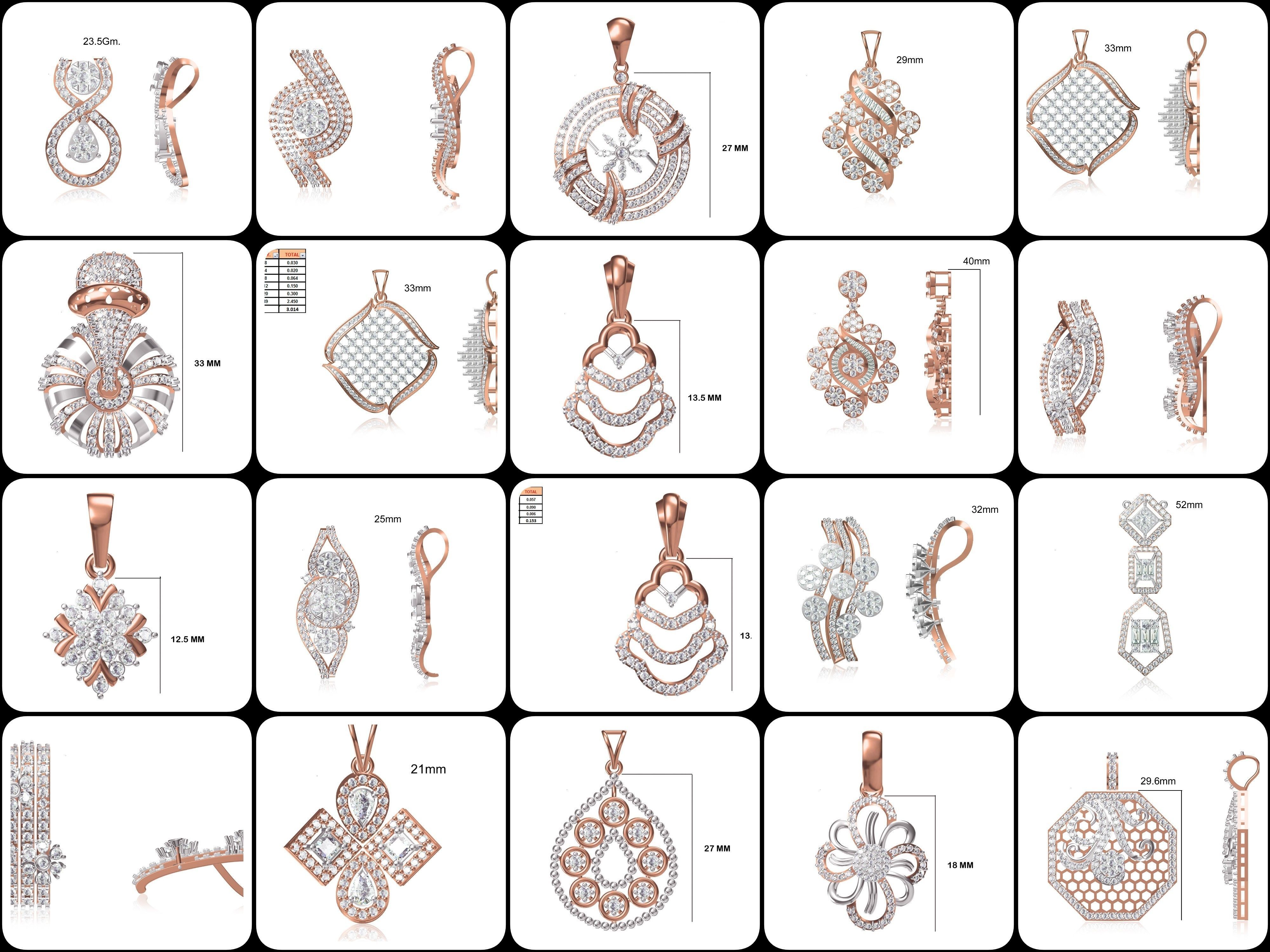 82 Women Heavy Unique Pendant STL FBX JCD Details Collection _6