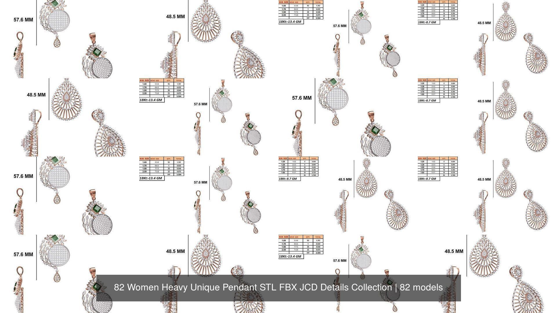 82 Women Heavy Unique Pendant STL FBX JCD Details Collection _13