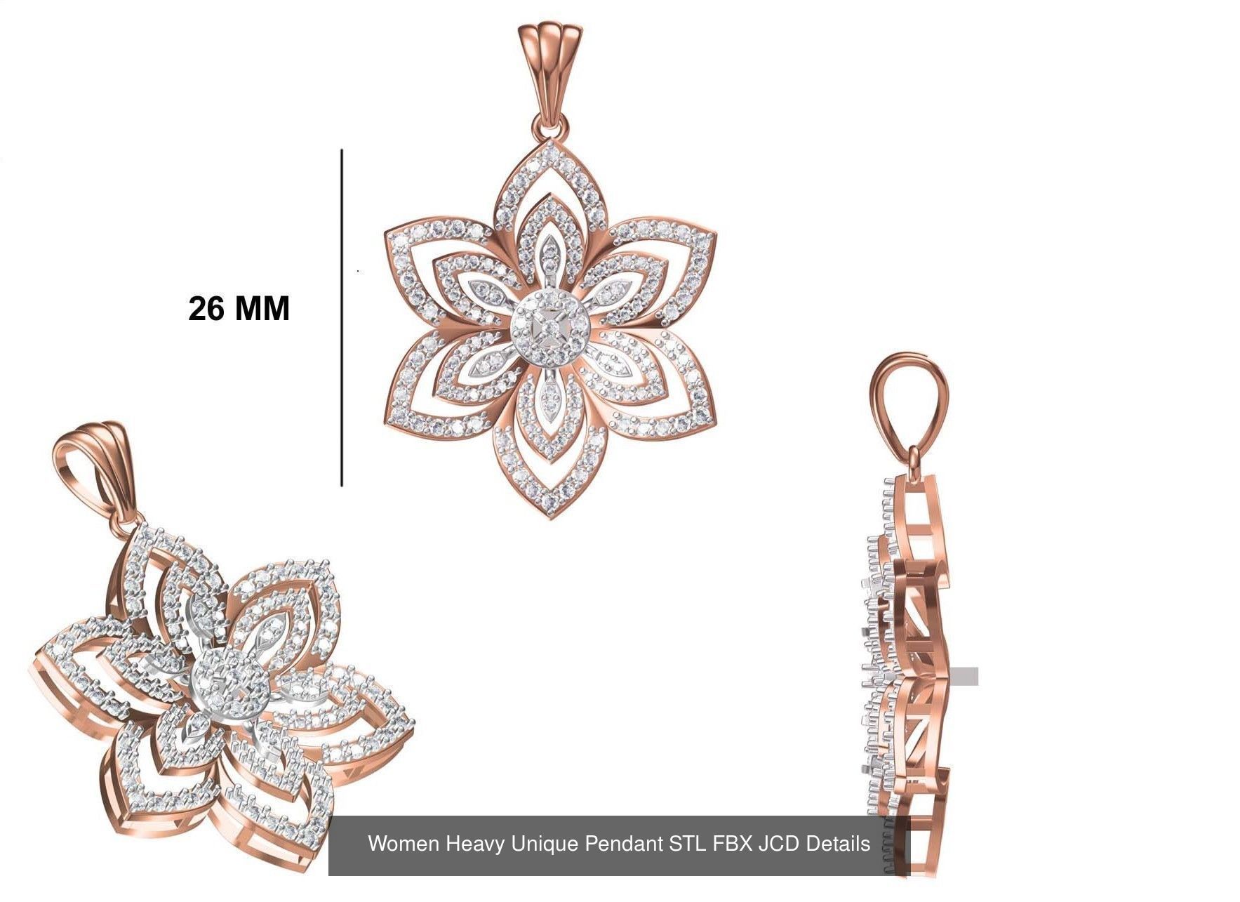 82 Women Heavy Unique Pendant STL FBX JCD Details Collection _69