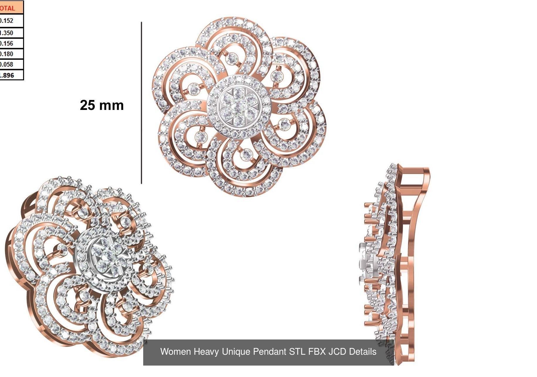 82 Women Heavy Unique Pendant STL FBX JCD Details Collection _68