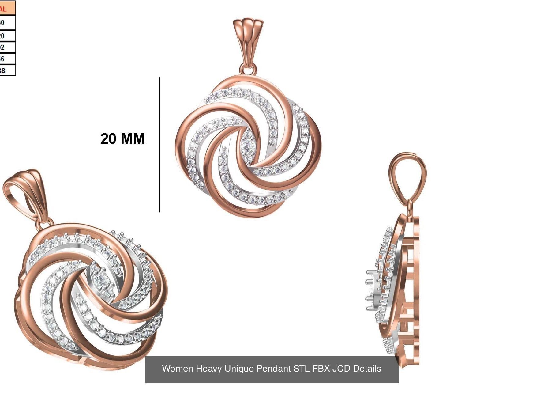 82 Women Heavy Unique Pendant STL FBX JCD Details Collection _64