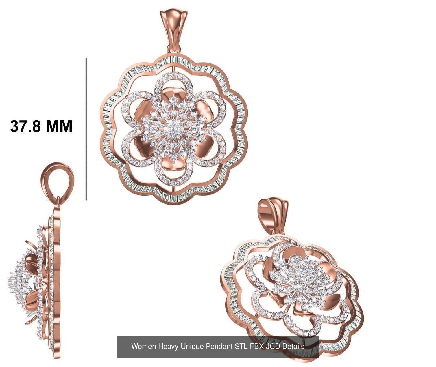 82 Women Heavy Unique Pendant STL FBX JCD Details Collection _89