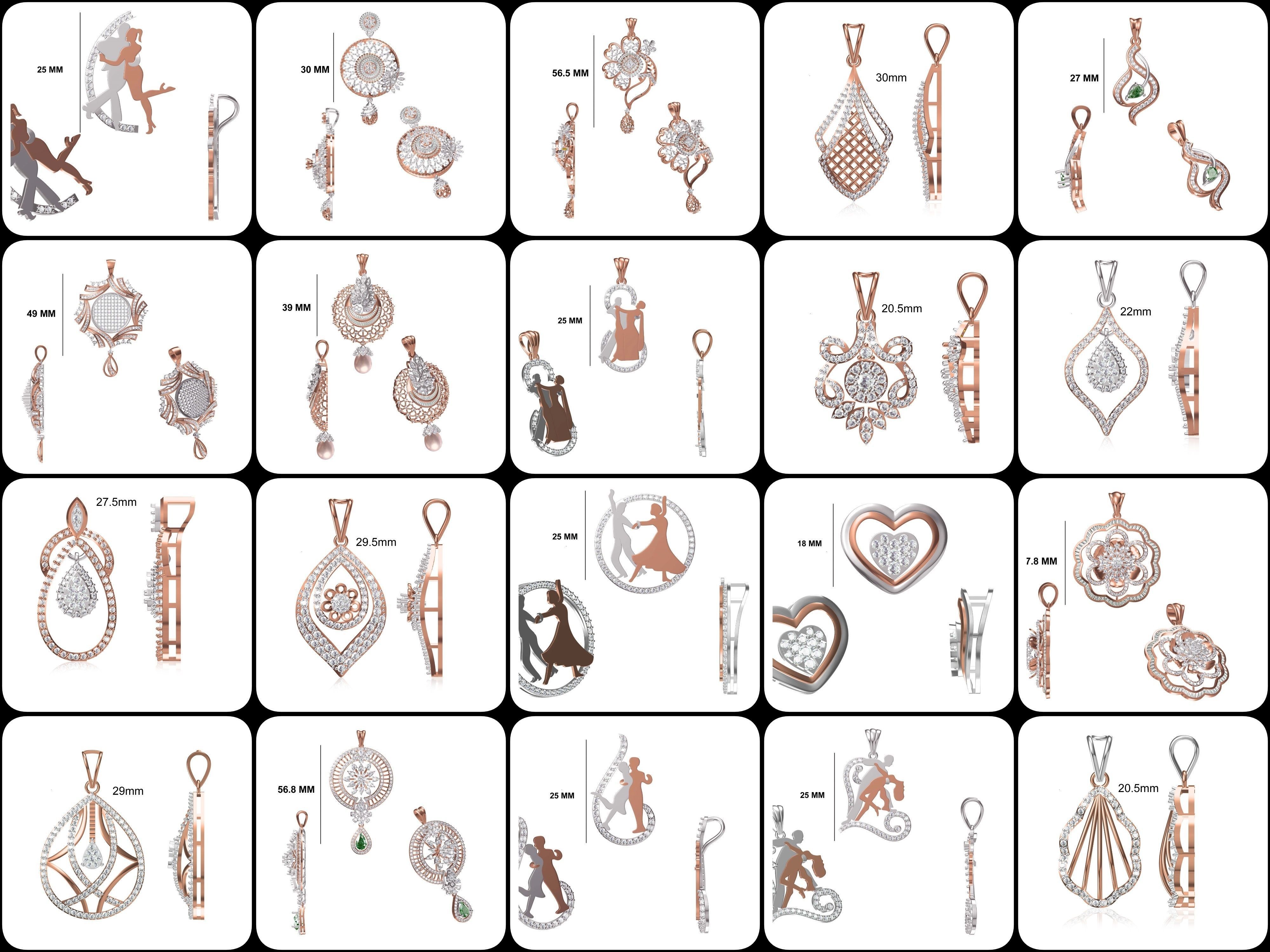 82 Women Heavy Unique Pendant STL FBX JCD Details Collection _9