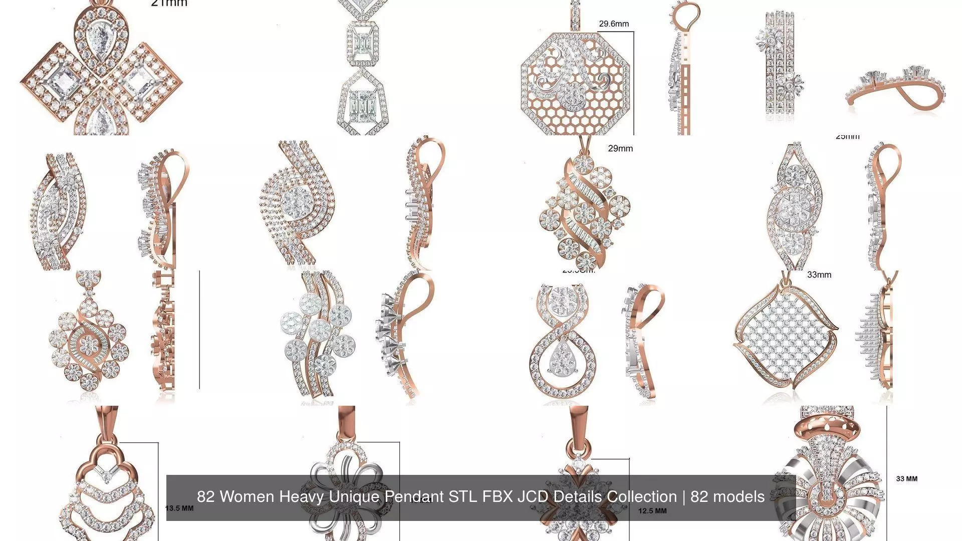 82 Women Heavy Unique Pendant STL FBX JCD Details Collection _1