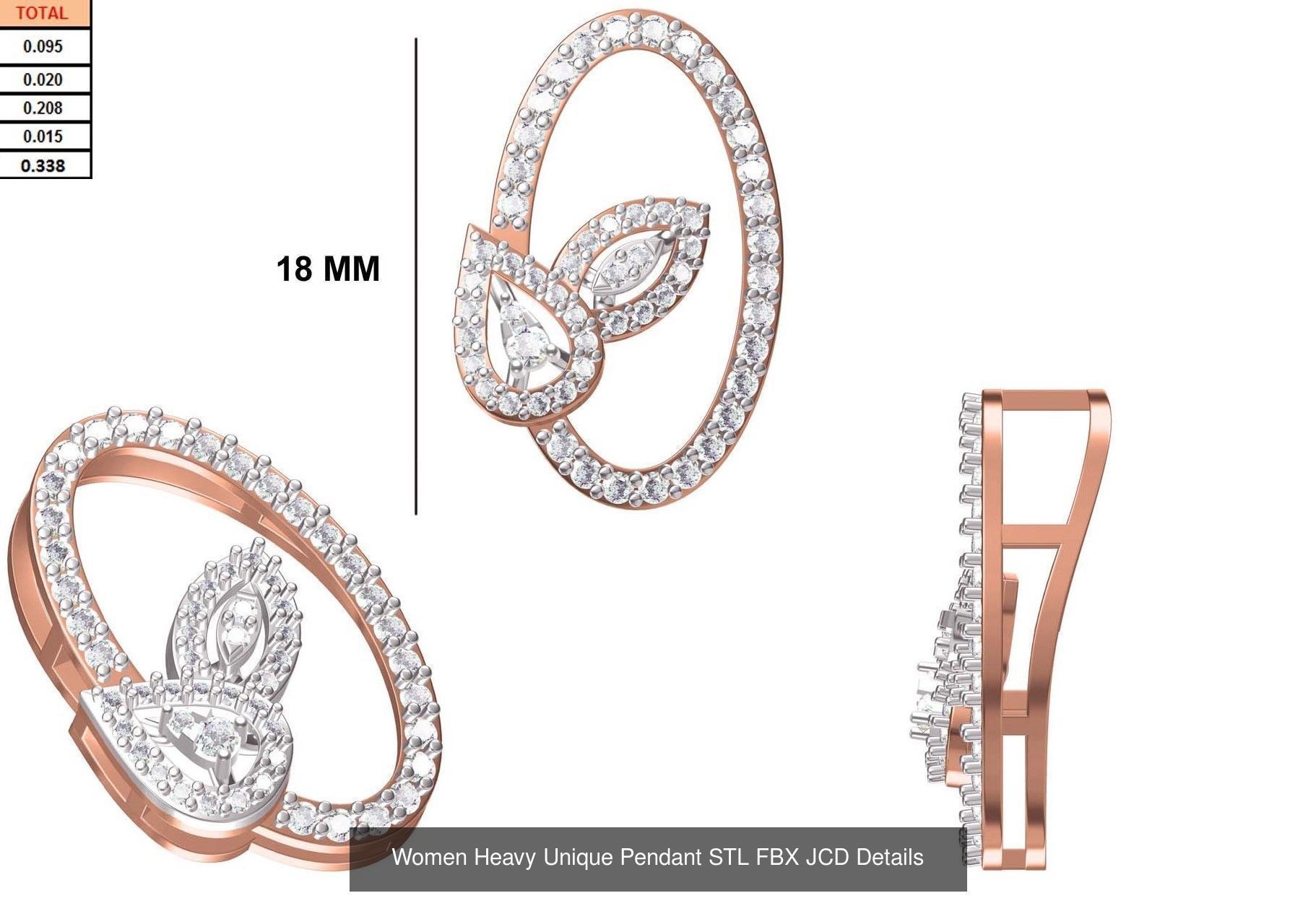 82 Women Heavy Unique Pendant STL FBX JCD Details Collection _60