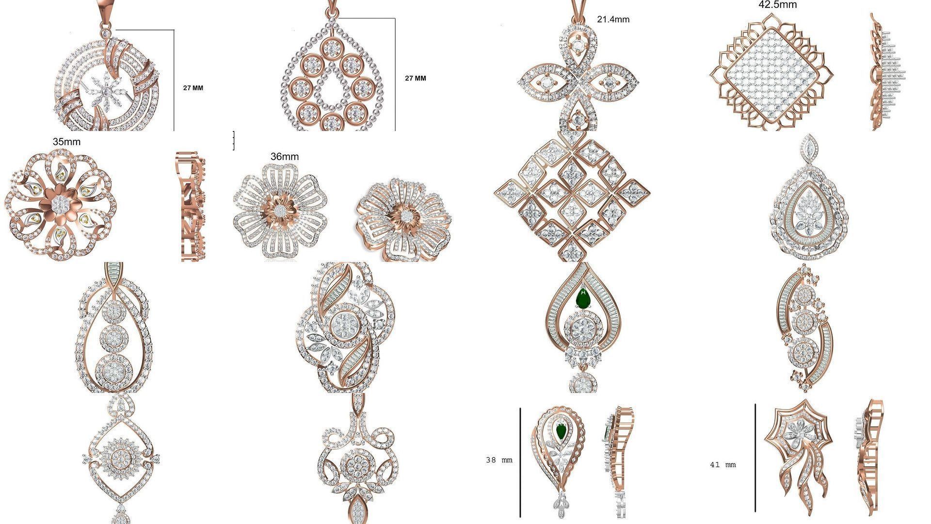 82 Women Heavy Unique Pendant STL FBX JCD Details Collection _2