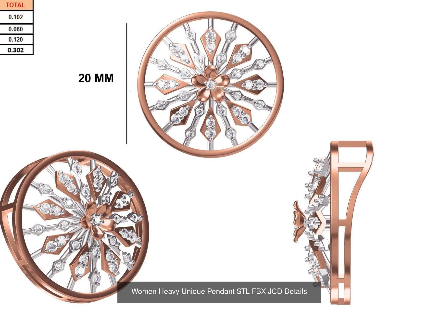 82 Women Heavy Unique Pendant STL FBX JCD Details Collection _72