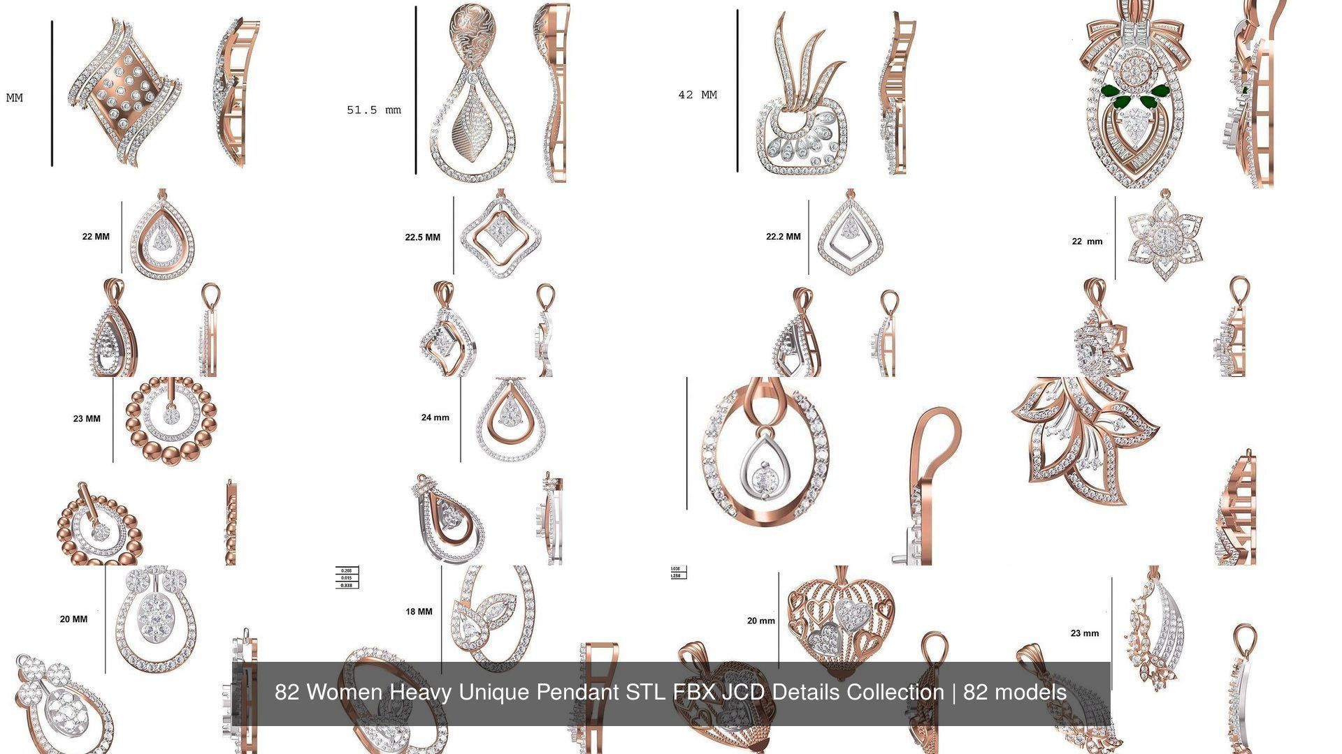82 Women Heavy Unique Pendant STL FBX JCD Details Collection _7