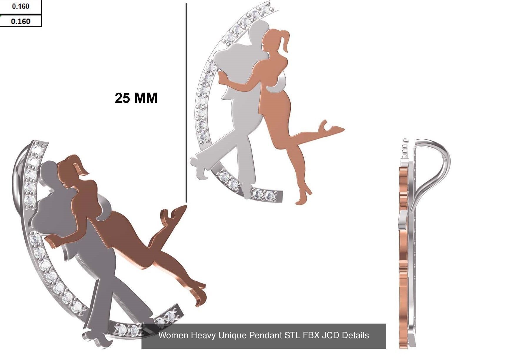 82 Women Heavy Unique Pendant STL FBX JCD Details Collection _76