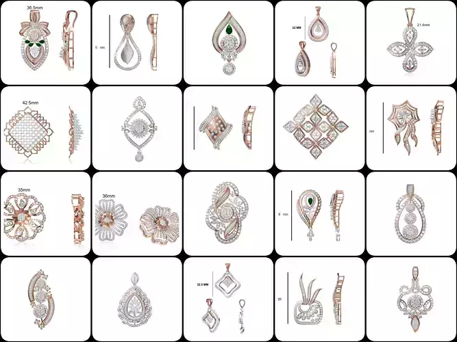 82 Women Heavy Unique Pendant STL FBX JCD Details Collection 