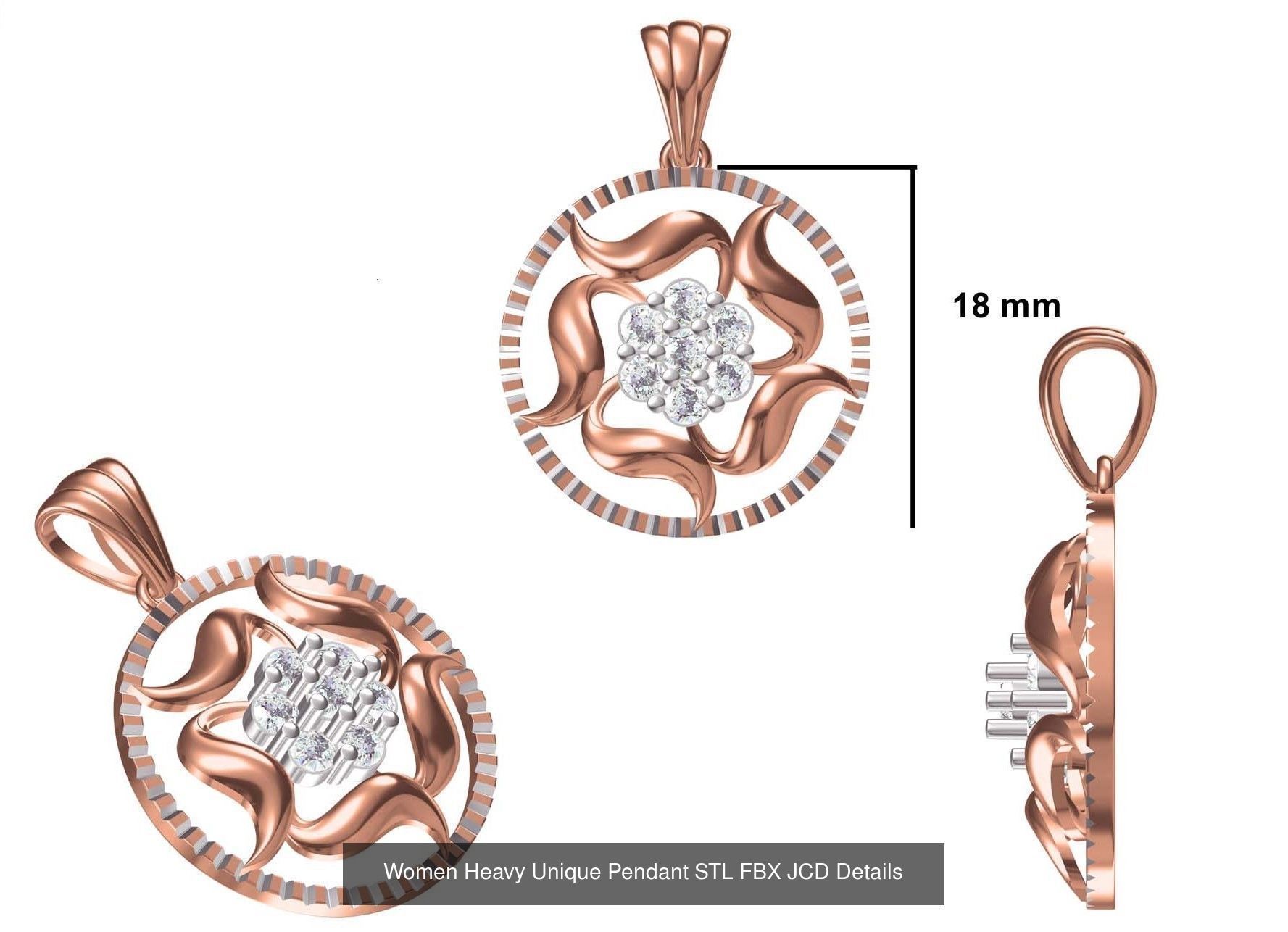 82 Women Heavy Unique Pendant STL FBX JCD Details Collection _63