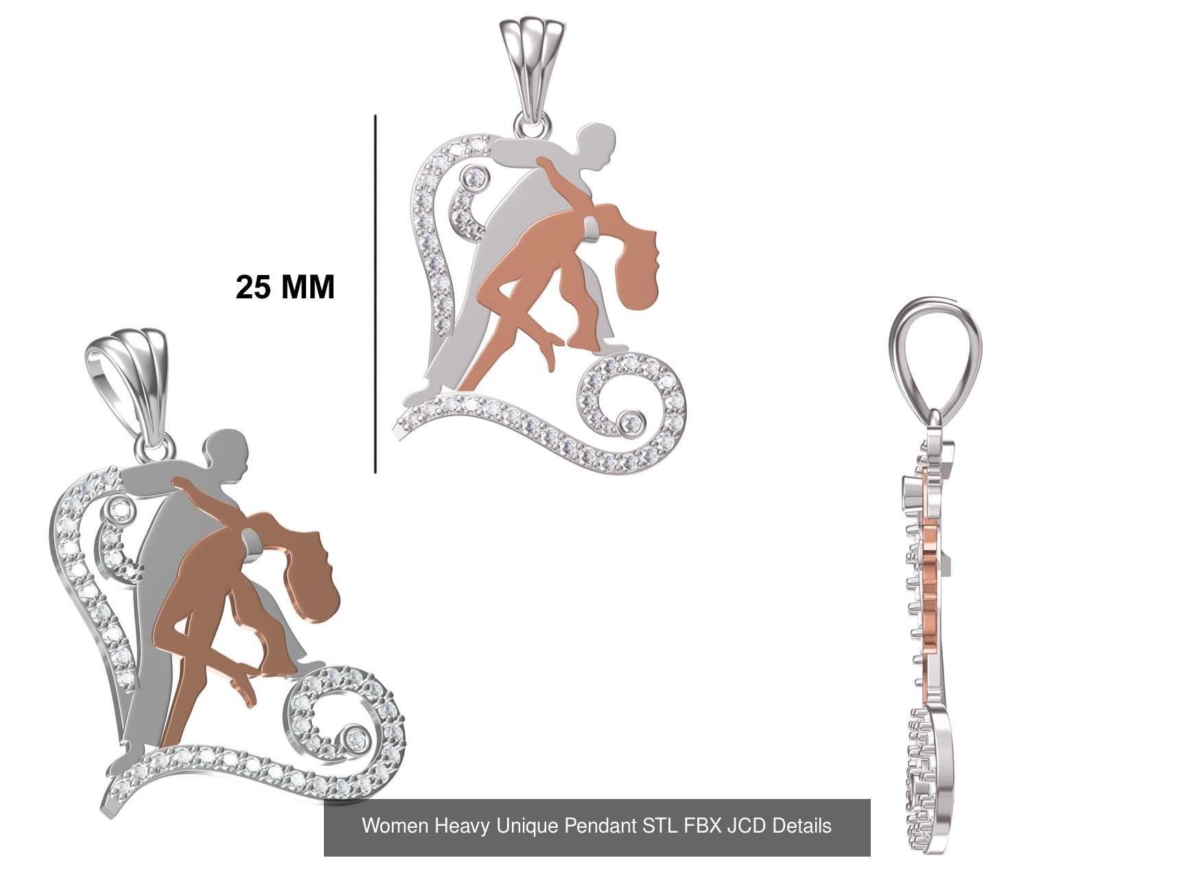 82 Women Heavy Unique Pendant STL FBX JCD Details Collection _77