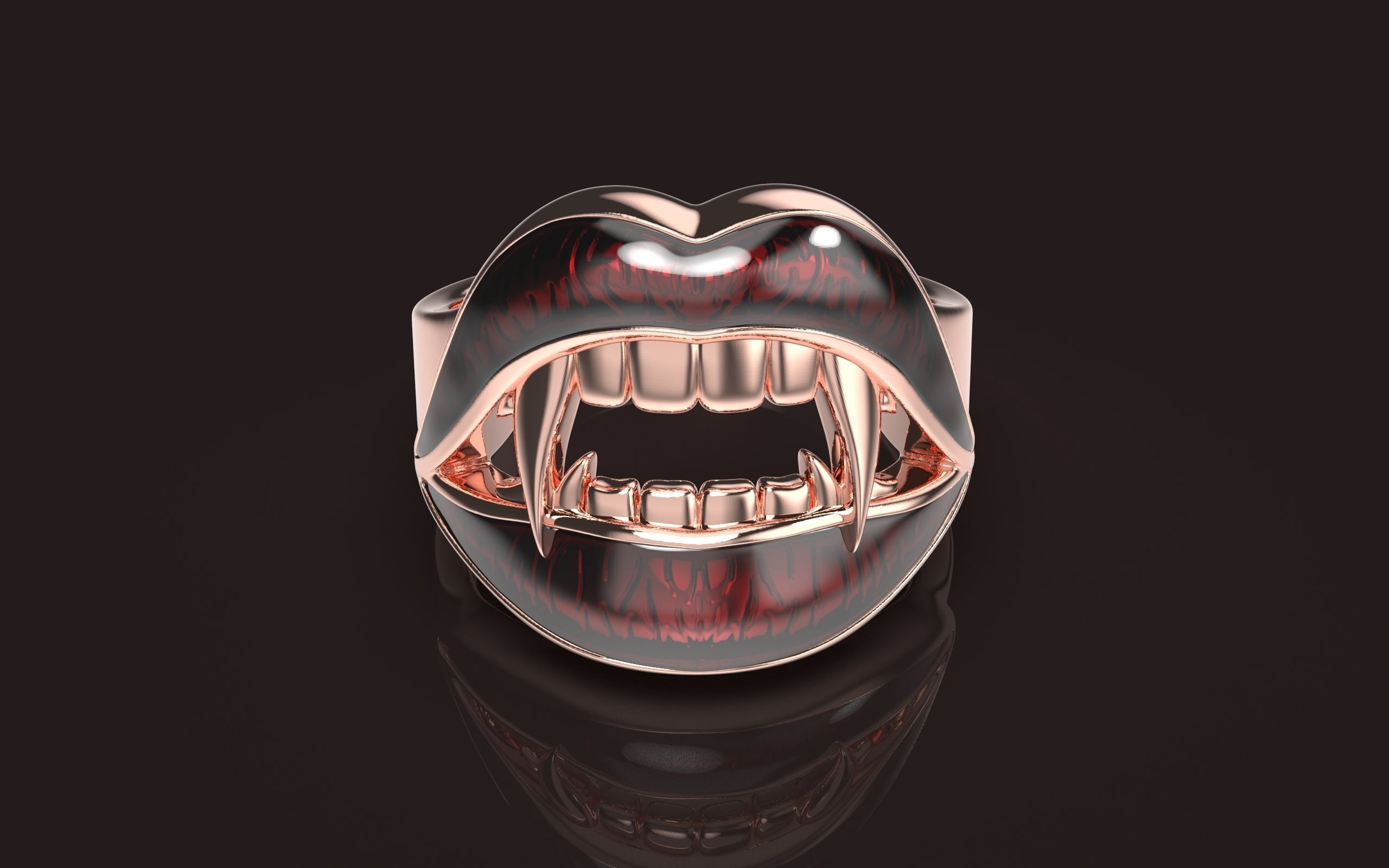 Vampire Lips Ring 3D print model_2