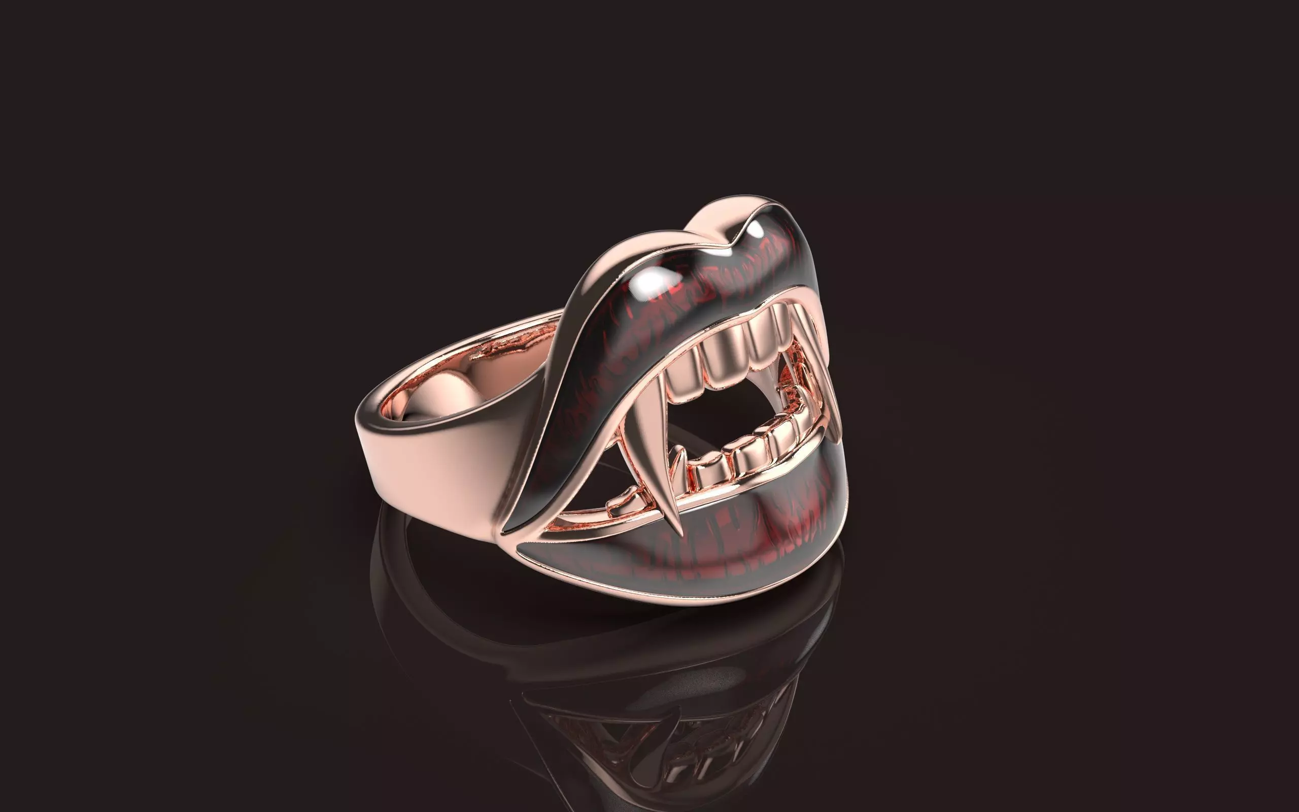 Vampire Lips Ring 3D print model_0