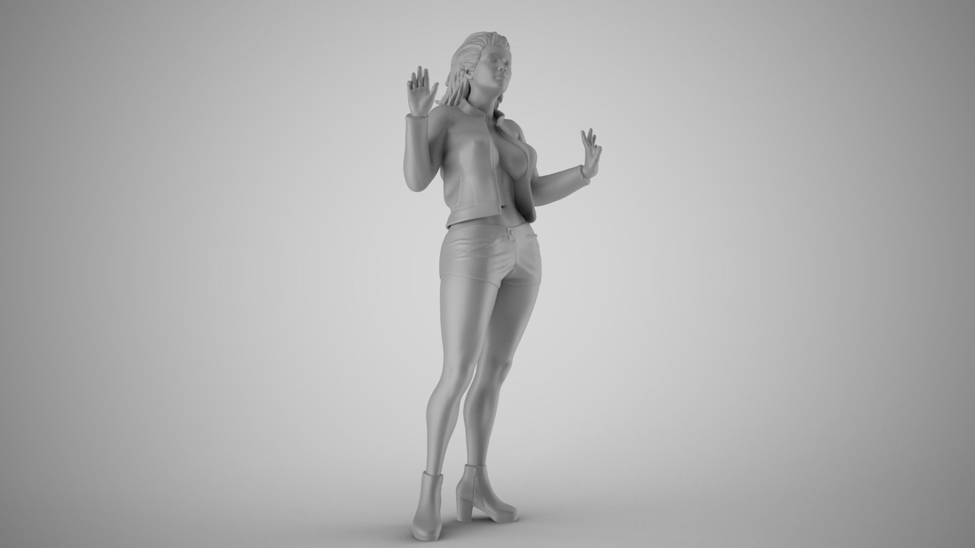 Young Woman Flashing 2 3D print model_3