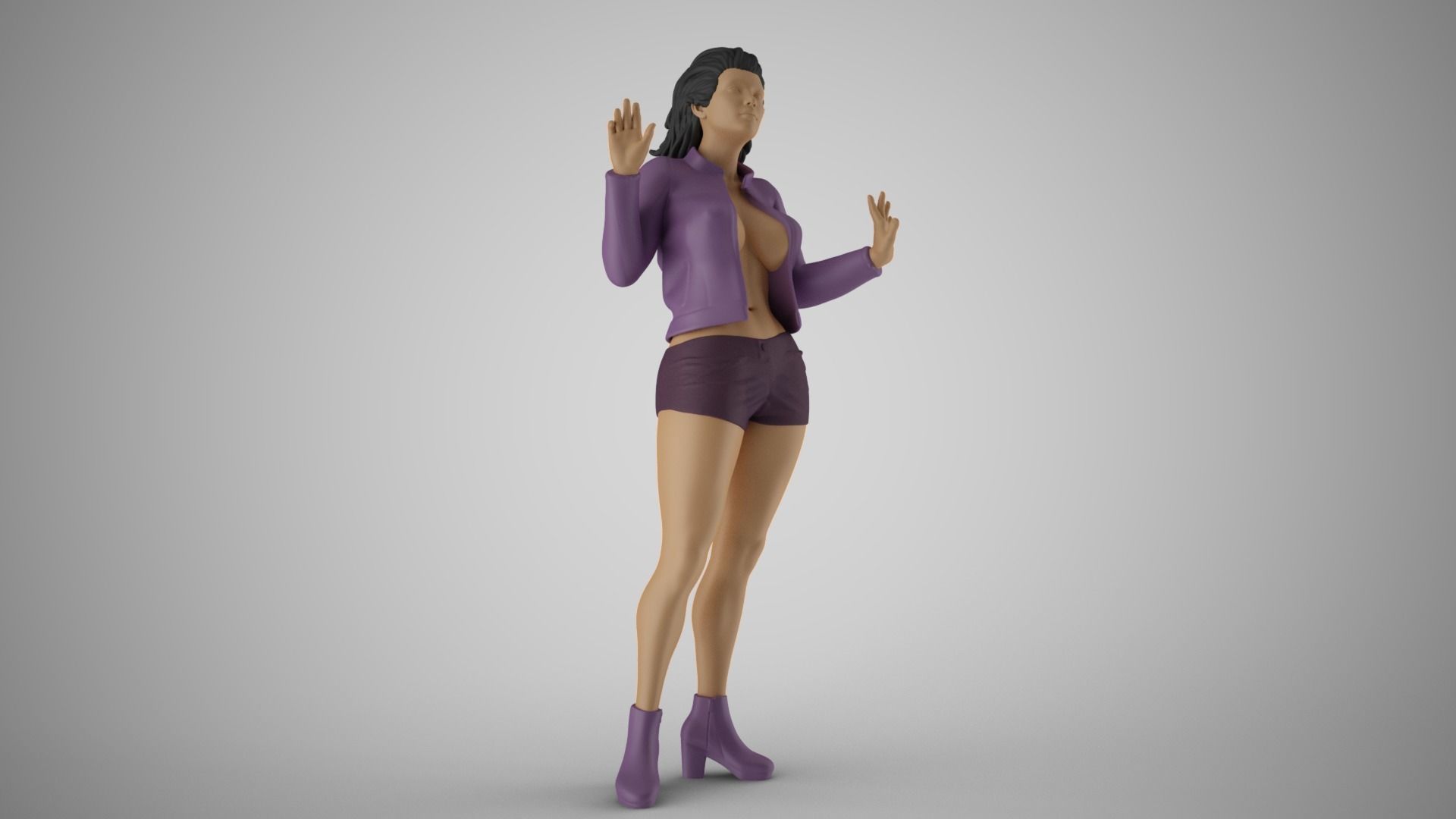 Young Woman Flashing 2 3D print model_4