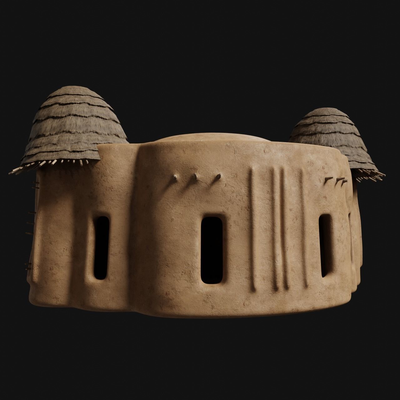 PRIMITIVE PRIMAL HUTS SHELTER HOUSE COTTAGE SETTLEMENT BUILDER Low-poly 3D model_19