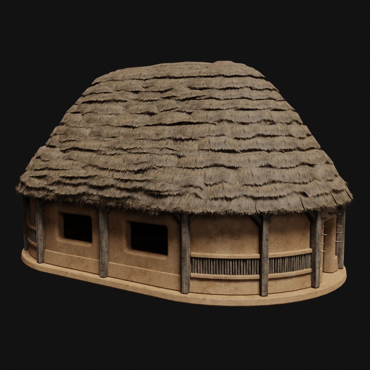 PRIMITIVE PRIMAL HUTS SHELTER HOUSE COTTAGE SETTLEMENT BUILDER Low-poly 3D model_30