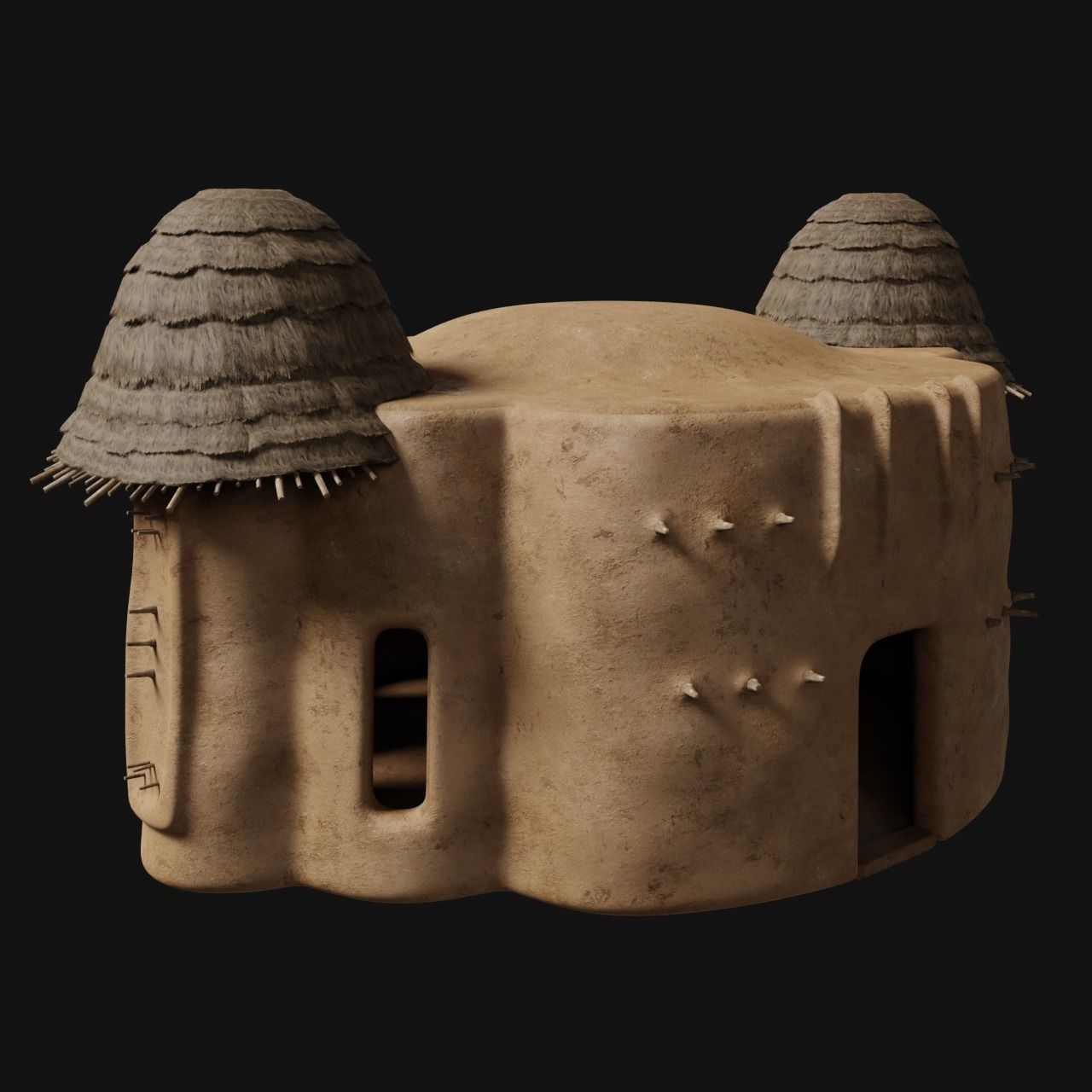 PRIMITIVE PRIMAL HUTS SHELTER HOUSE COTTAGE SETTLEMENT BUILDER Low-poly 3D model_18
