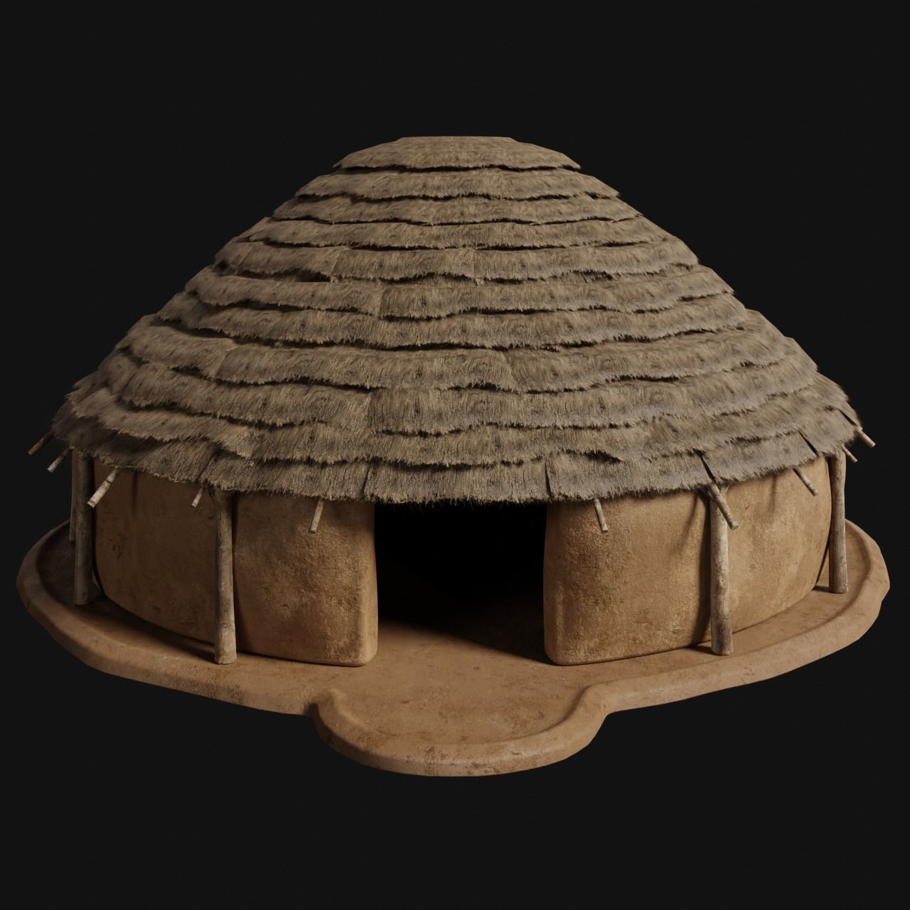 PRIMITIVE PRIMAL HUTS SHELTER HOUSE COTTAGE SETTLEMENT BUILDER Low-poly 3D model_15