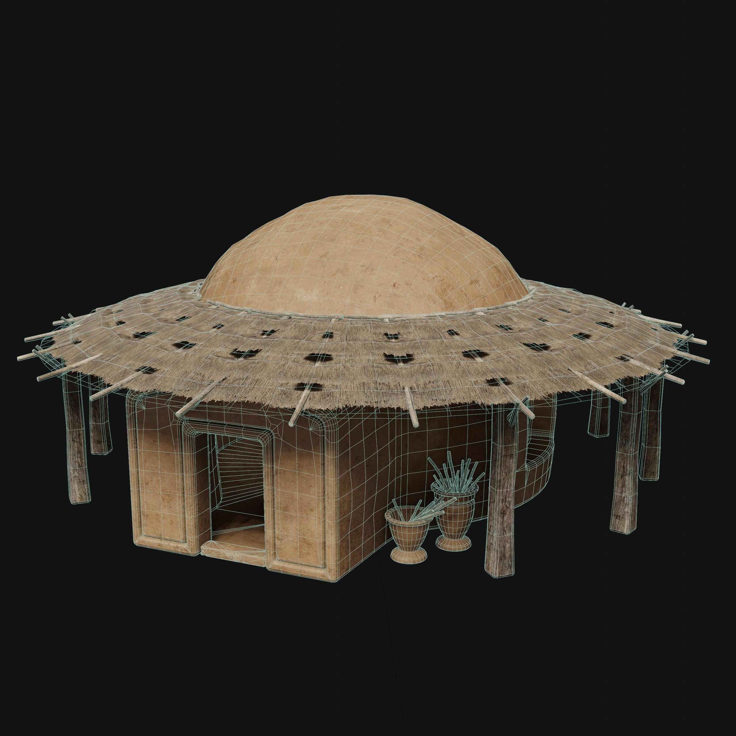 PRIMITIVE PRIMAL HUTS SHELTER HOUSE COTTAGE SETTLEMENT BUILDER Low-poly 3D model_36