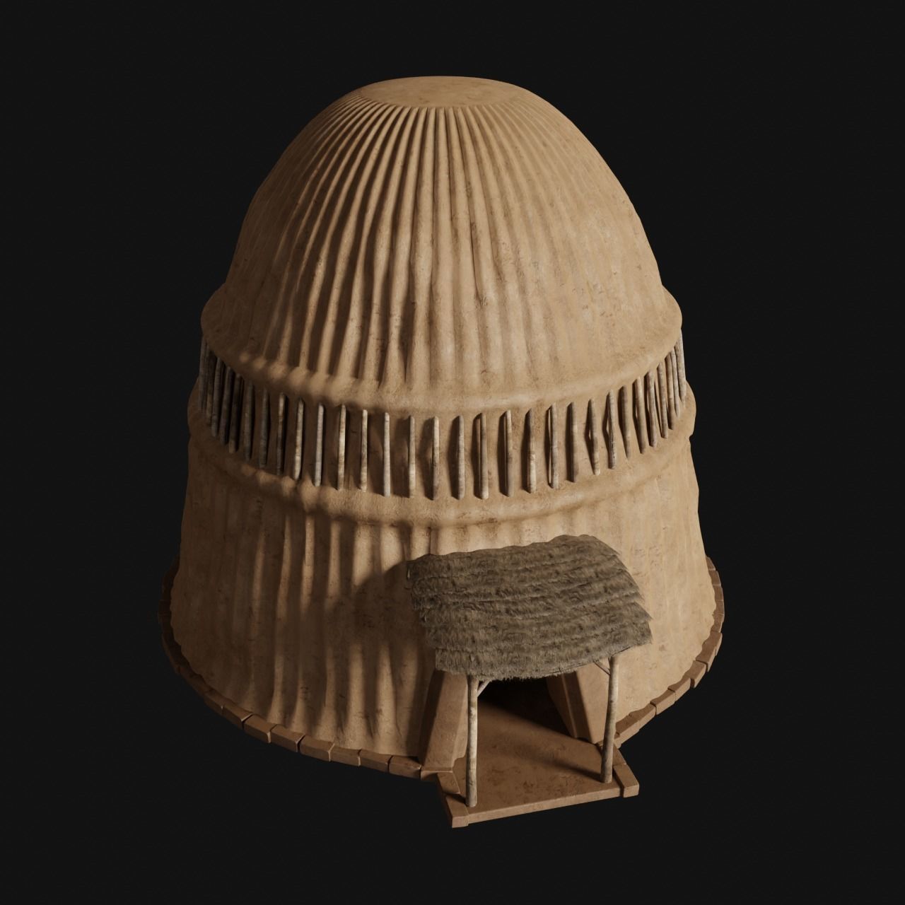 PRIMITIVE PRIMAL HUTS SHELTER HOUSE COTTAGE SETTLEMENT BUILDER Low-poly 3D model_7