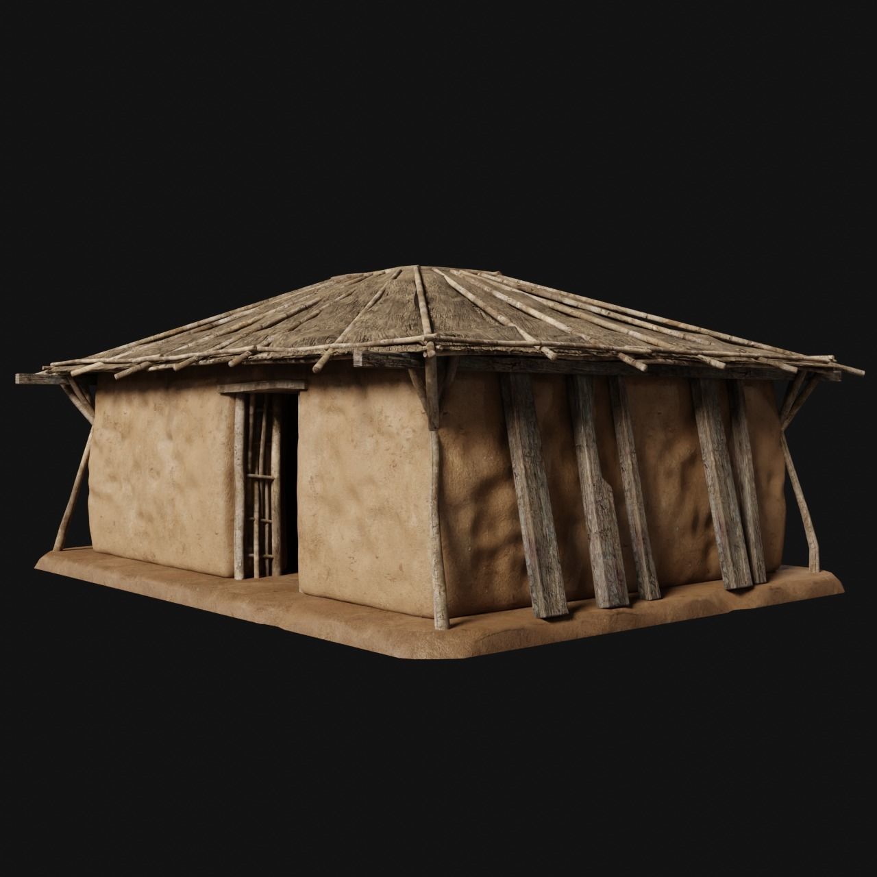 PRIMITIVE PRIMAL HUTS SHELTER HOUSE COTTAGE SETTLEMENT BUILDER Low-poly 3D model_11