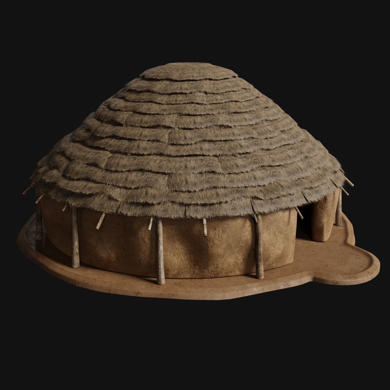 PRIMITIVE PRIMAL HUTS SHELTER HOUSE COTTAGE SETTLEMENT BUILDER Low-poly 3D model_14