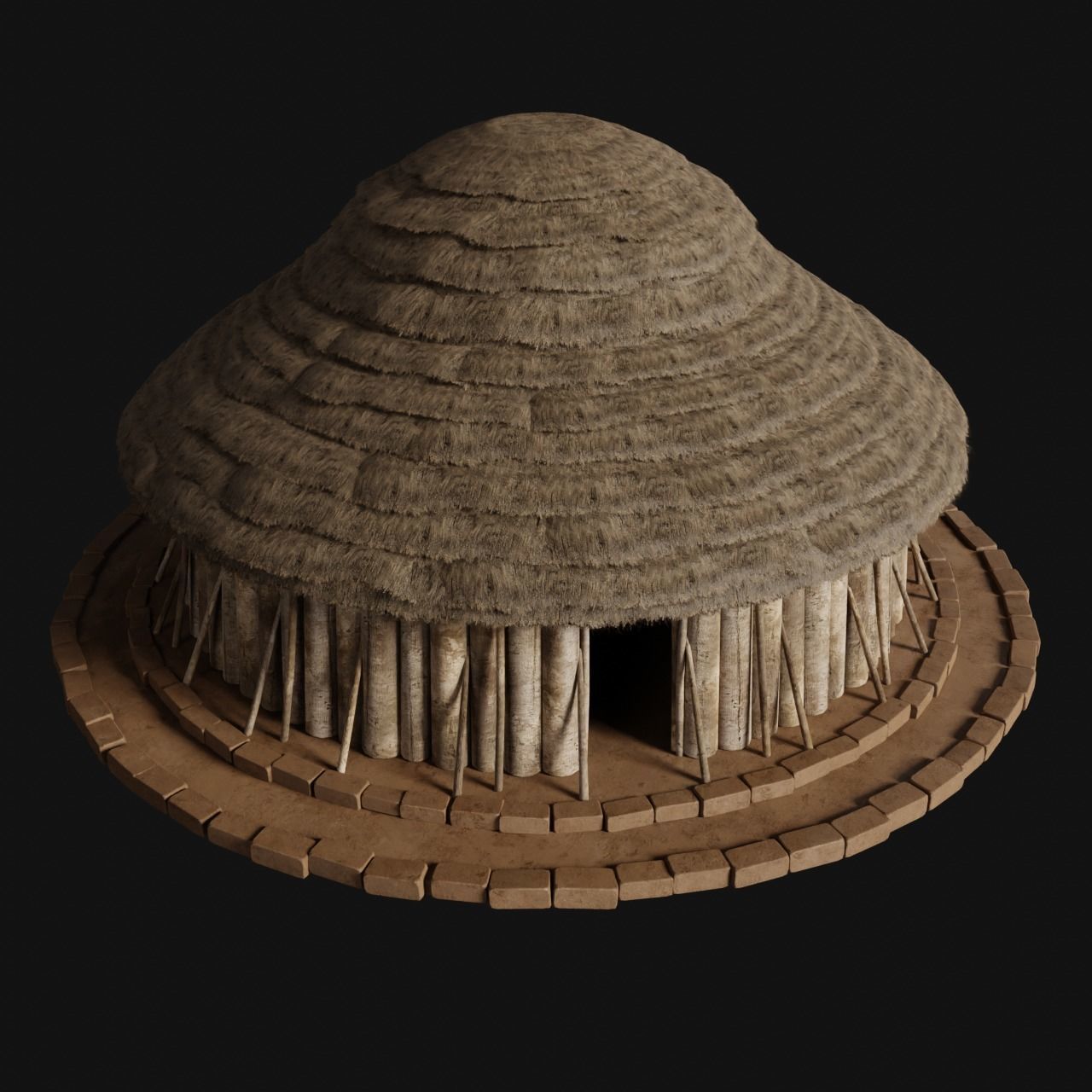 PRIMITIVE PRIMAL HUTS SHELTER HOUSE COTTAGE SETTLEMENT BUILDER Low-poly 3D model_3