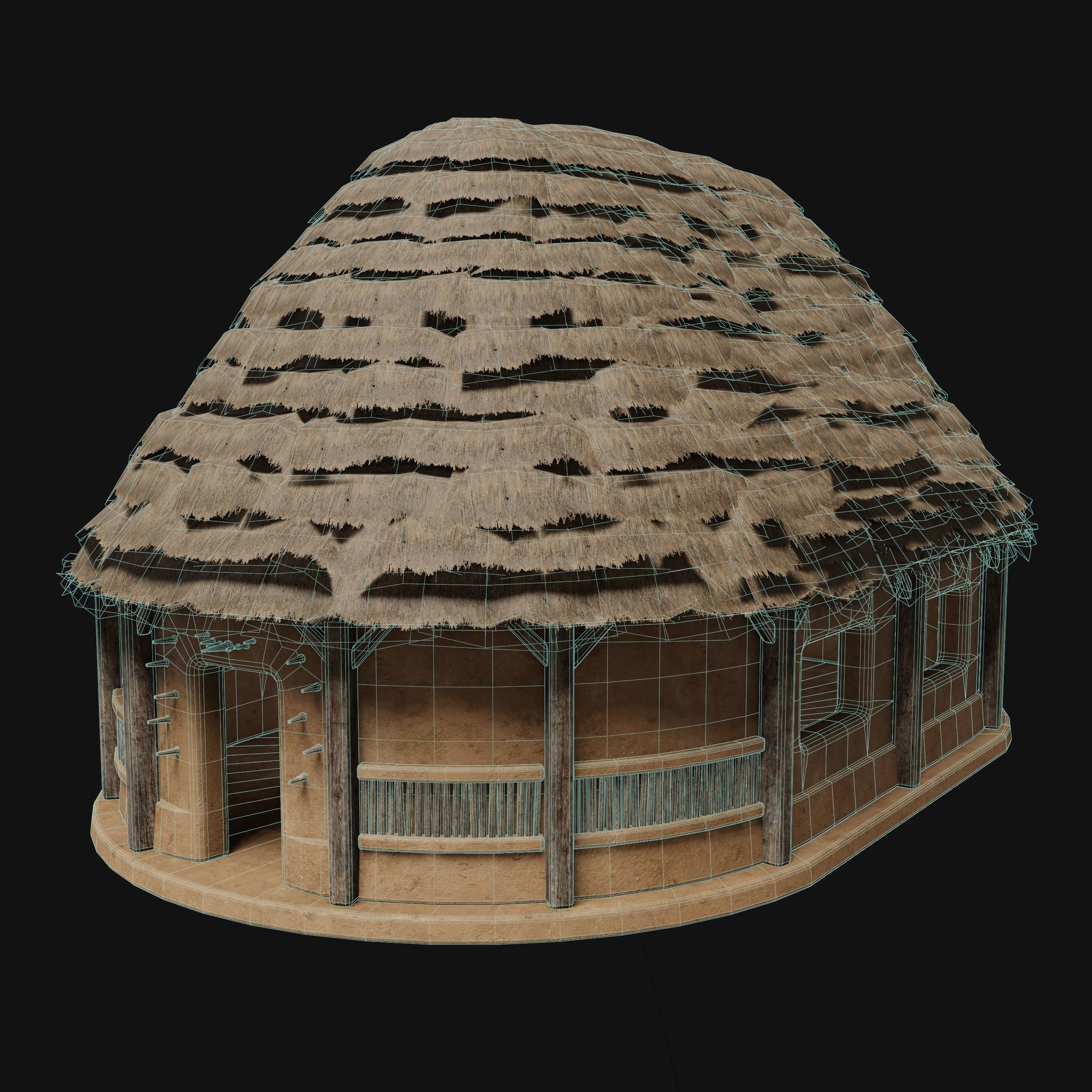 PRIMITIVE PRIMAL HUTS SHELTER HOUSE COTTAGE SETTLEMENT BUILDER Low-poly 3D model_32
