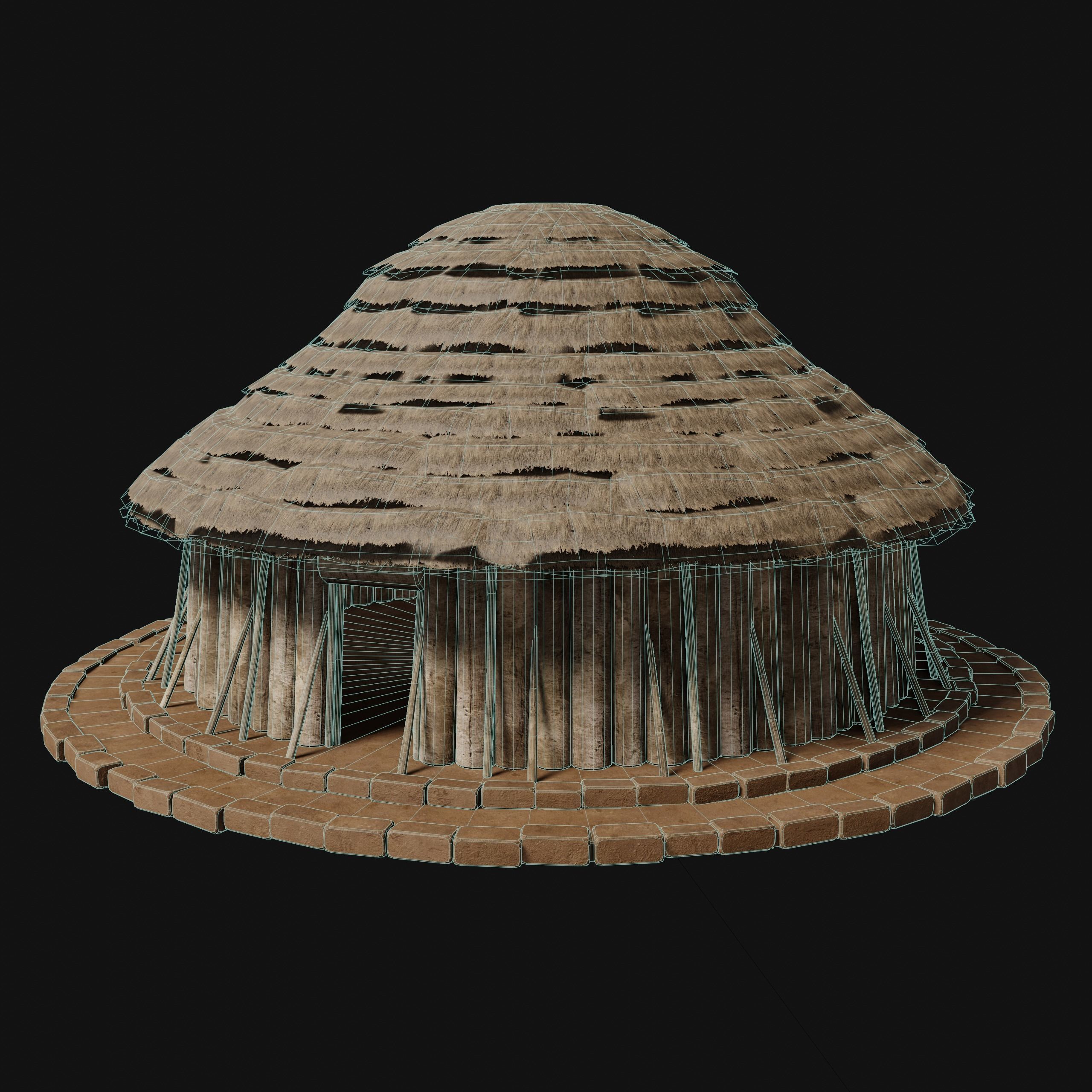 PRIMITIVE PRIMAL HUTS SHELTER HOUSE COTTAGE SETTLEMENT BUILDER Low-poly 3D model_4