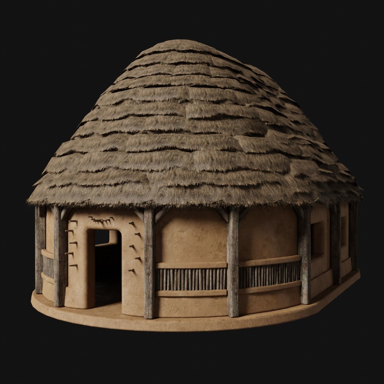 PRIMITIVE PRIMAL HUTS SHELTER HOUSE COTTAGE SETTLEMENT BUILDER Low-poly 3D model_29