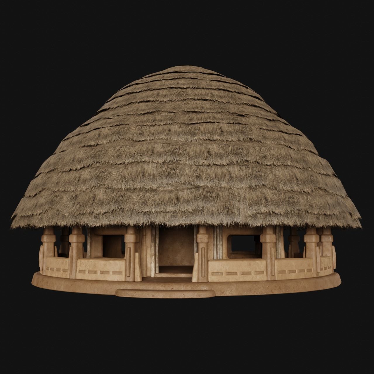 PRIMITIVE PRIMAL HUTS SHELTER HOUSE COTTAGE SETTLEMENT BUILDER Low-poly 3D model_23