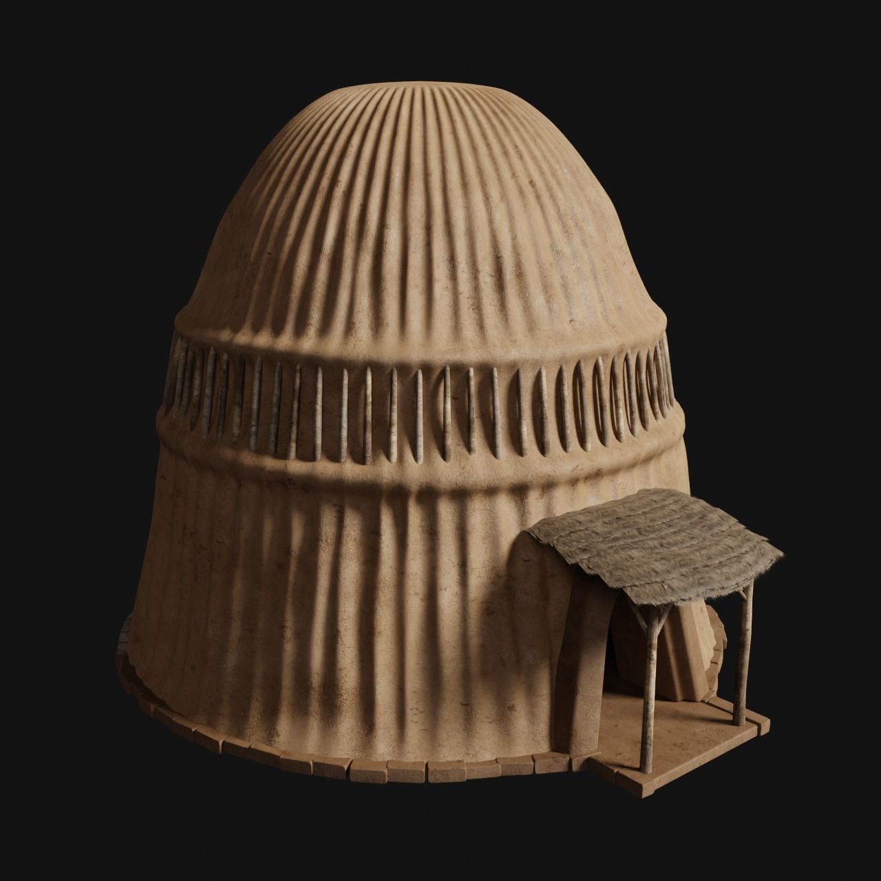 PRIMITIVE PRIMAL HUTS SHELTER HOUSE COTTAGE SETTLEMENT BUILDER Low-poly 3D model_6