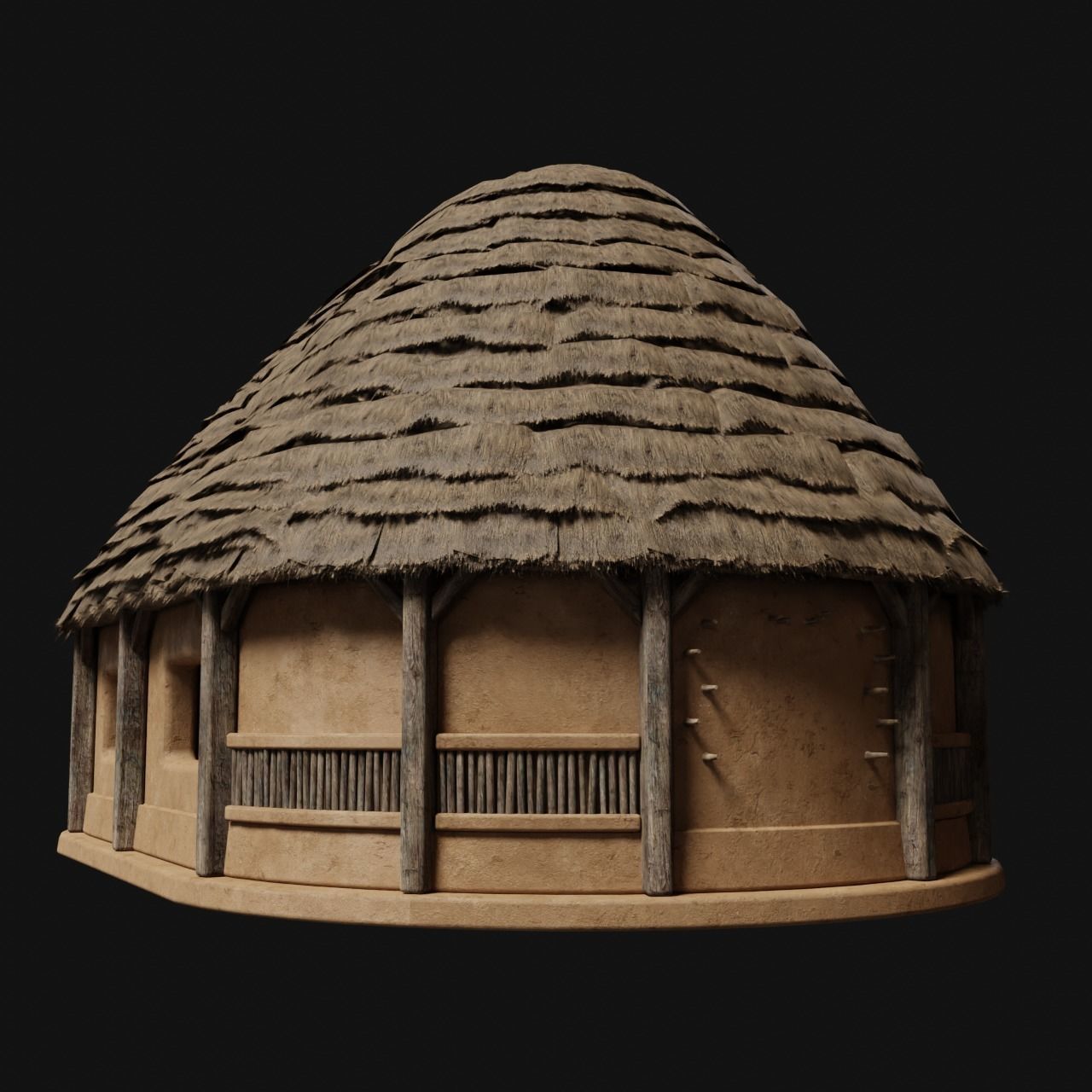 PRIMITIVE PRIMAL HUTS SHELTER HOUSE COTTAGE SETTLEMENT BUILDER Low-poly 3D model_31