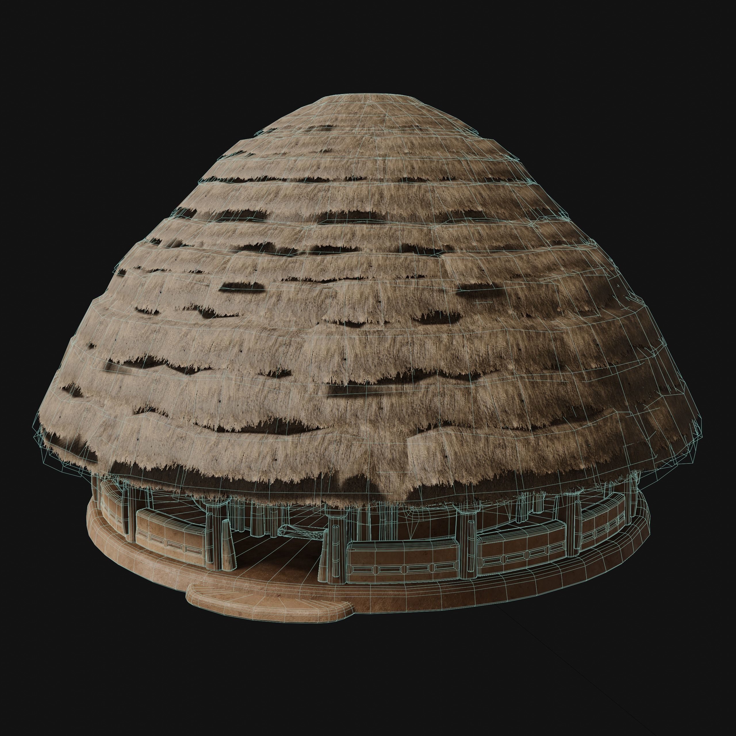 PRIMITIVE PRIMAL HUTS SHELTER HOUSE COTTAGE SETTLEMENT BUILDER Low-poly 3D model_24