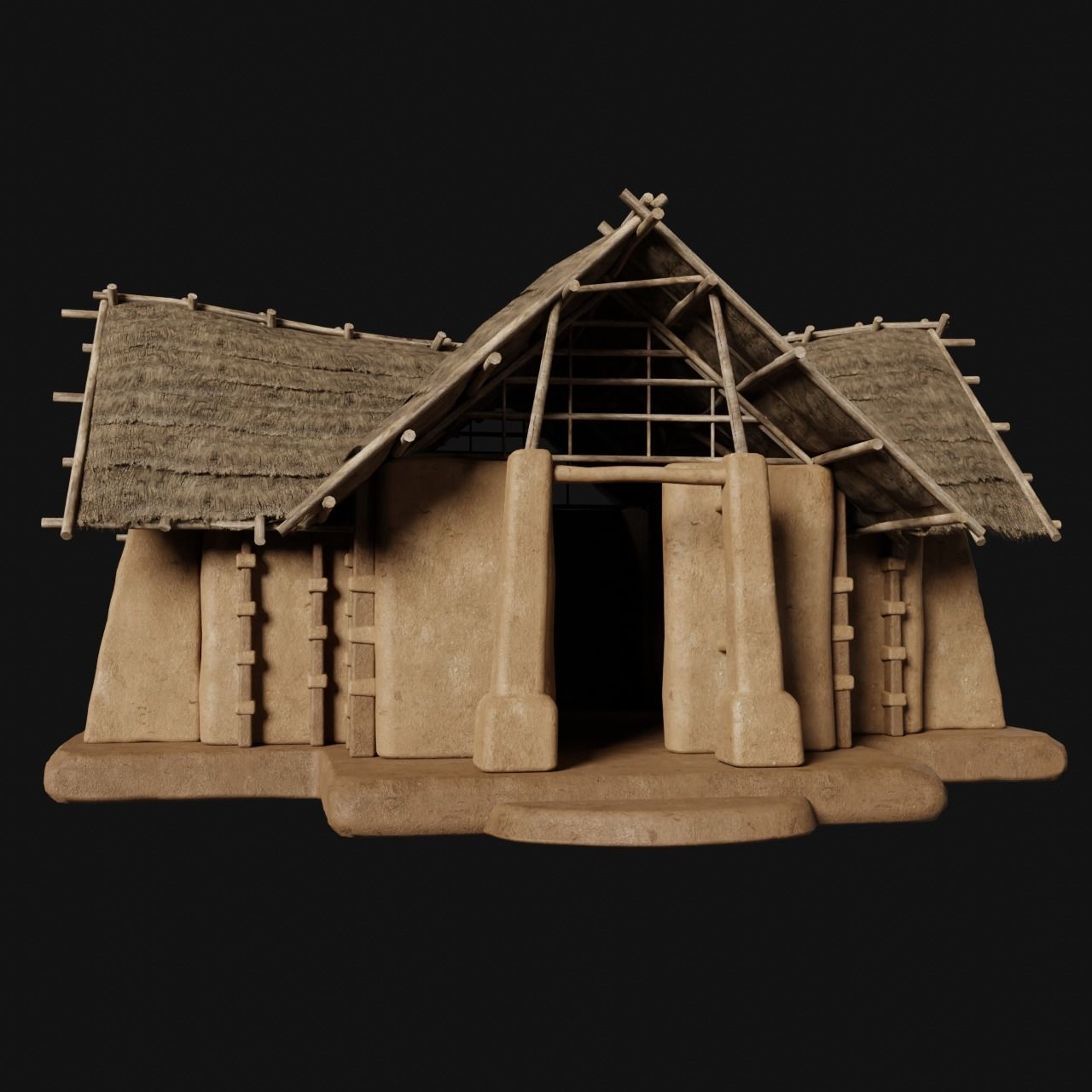 PRIMITIVE PRIMAL HUTS SHELTER HOUSE COTTAGE SETTLEMENT BUILDER Low-poly 3D model_27