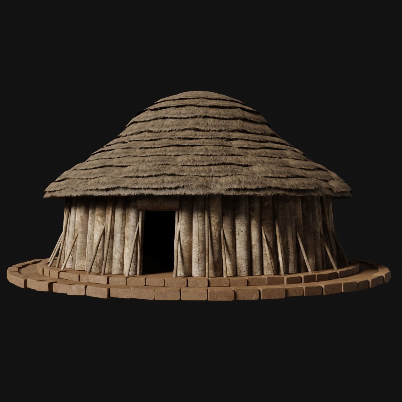 PRIMITIVE PRIMAL HUTS SHELTER HOUSE COTTAGE SETTLEMENT BUILDER Low-poly 3D model_1