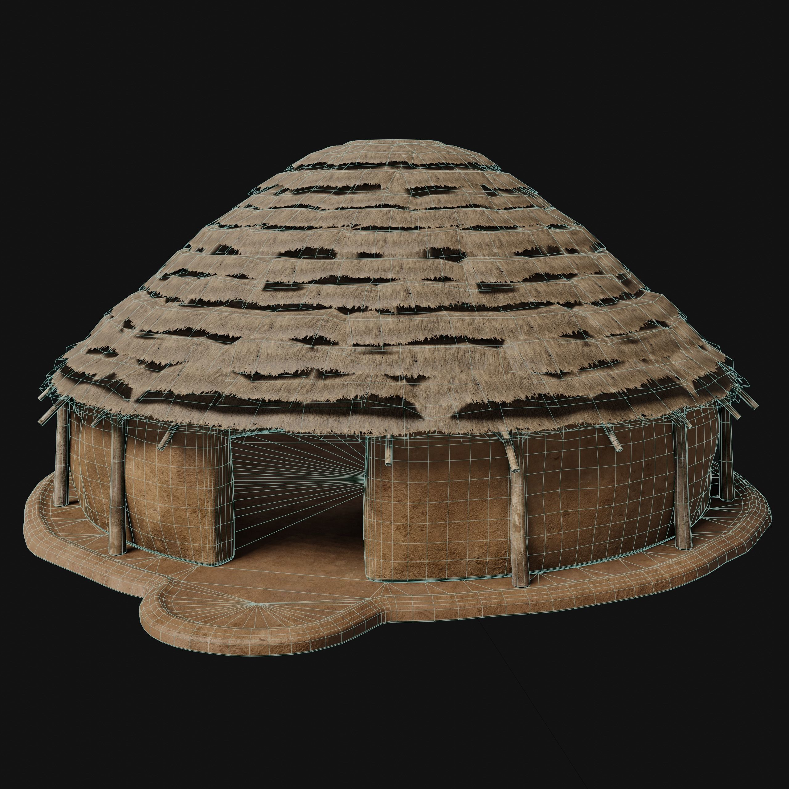 PRIMITIVE PRIMAL HUTS SHELTER HOUSE COTTAGE SETTLEMENT BUILDER Low-poly 3D model_16