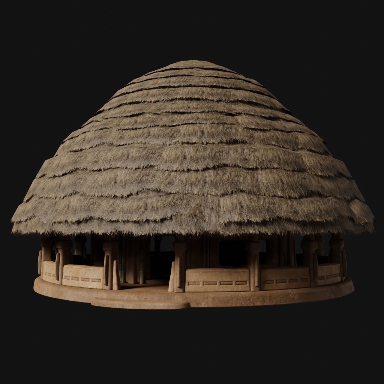 PRIMITIVE PRIMAL HUTS SHELTER HOUSE COTTAGE SETTLEMENT BUILDER Low-poly 3D model_21