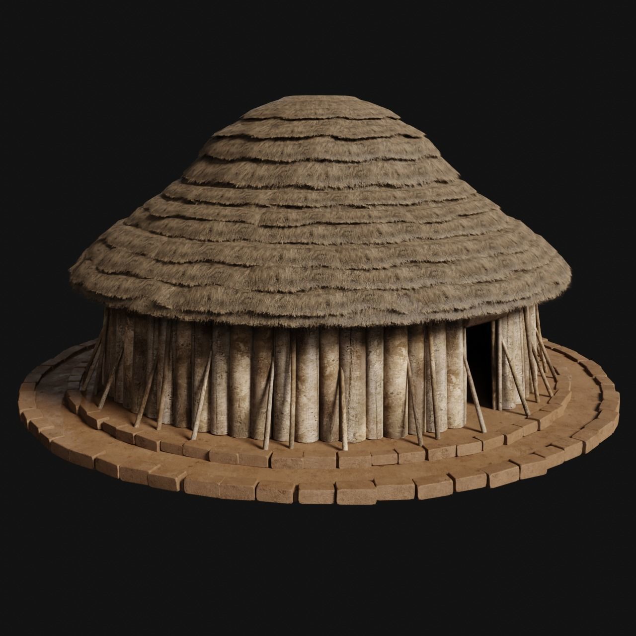 PRIMITIVE PRIMAL HUTS SHELTER HOUSE COTTAGE SETTLEMENT BUILDER Low-poly 3D model_2