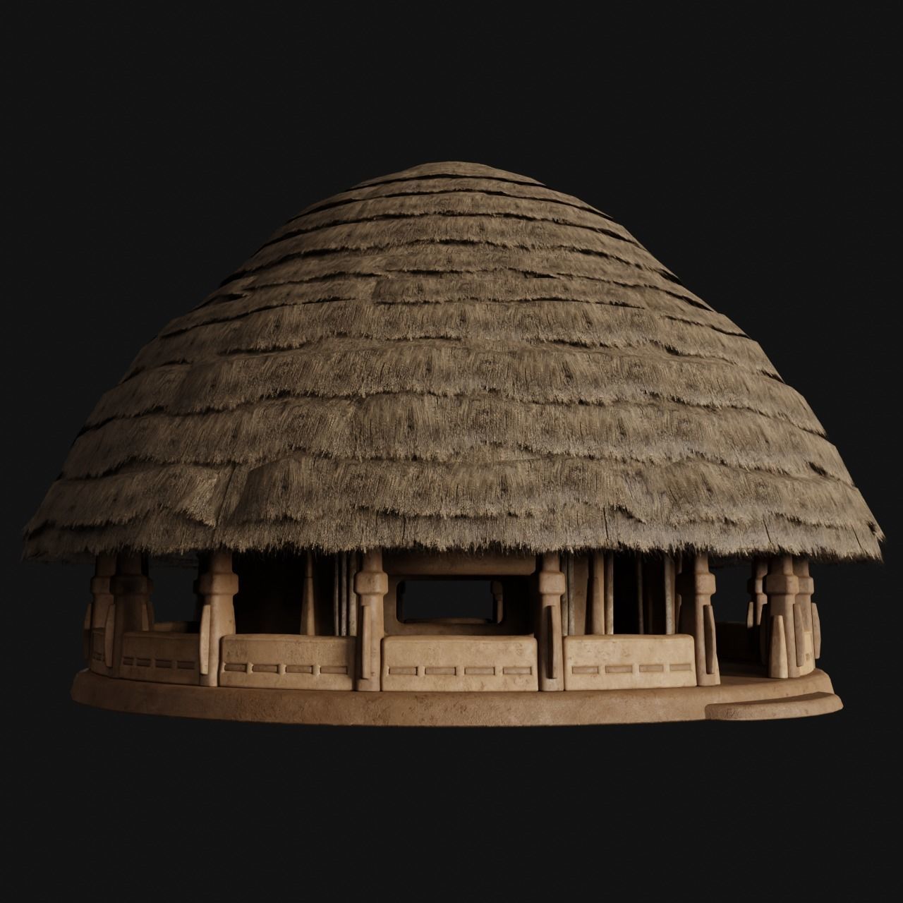 PRIMITIVE PRIMAL HUTS SHELTER HOUSE COTTAGE SETTLEMENT BUILDER Low-poly 3D model_22