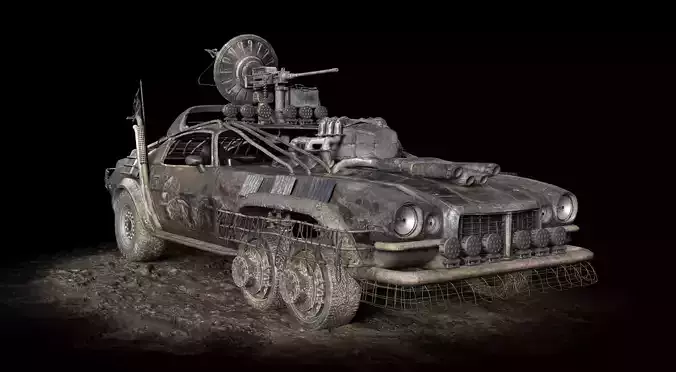 Post Apocalyptic Camaro Low-poly 3D model