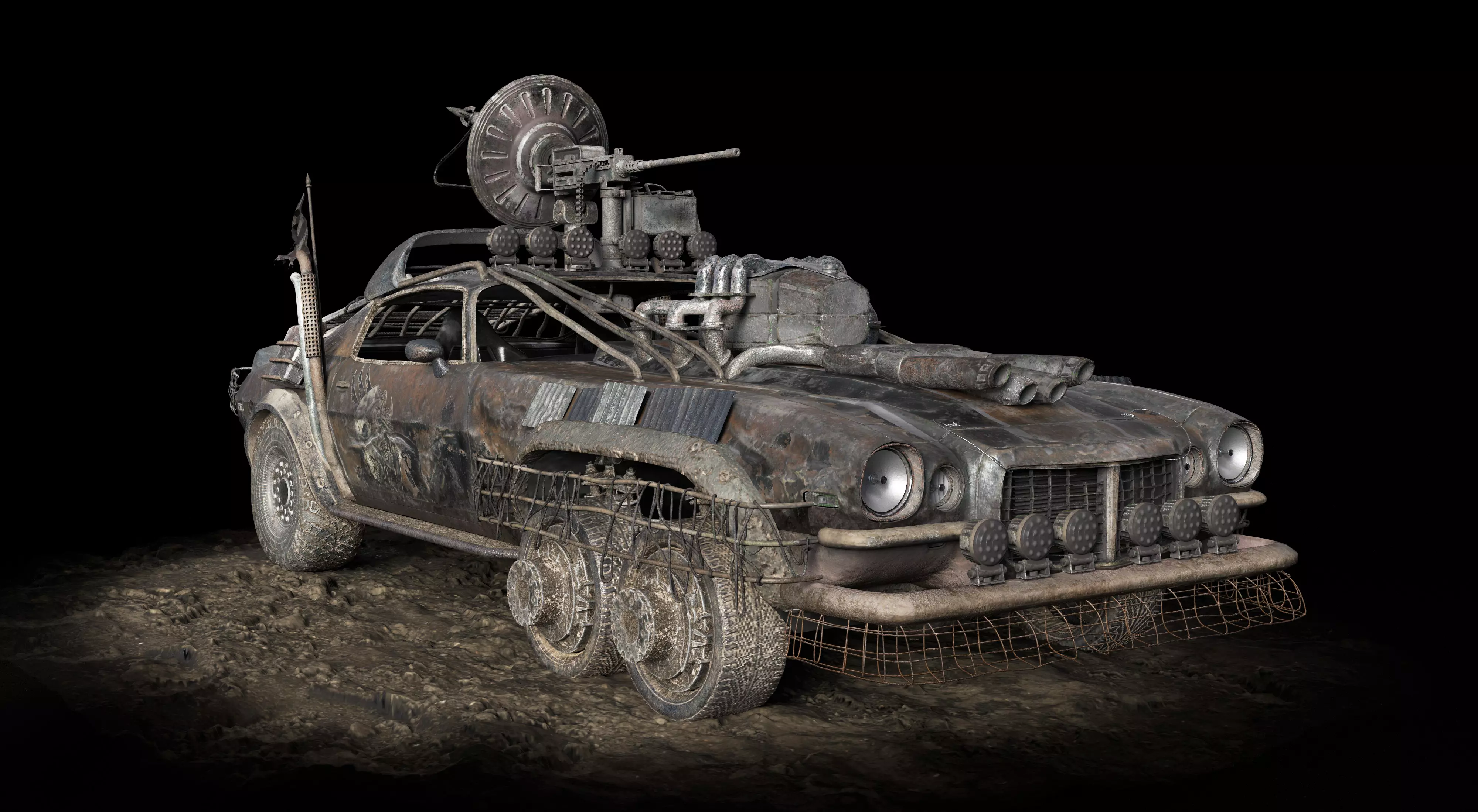 Post Apocalyptic Camaro Low-poly 3D model