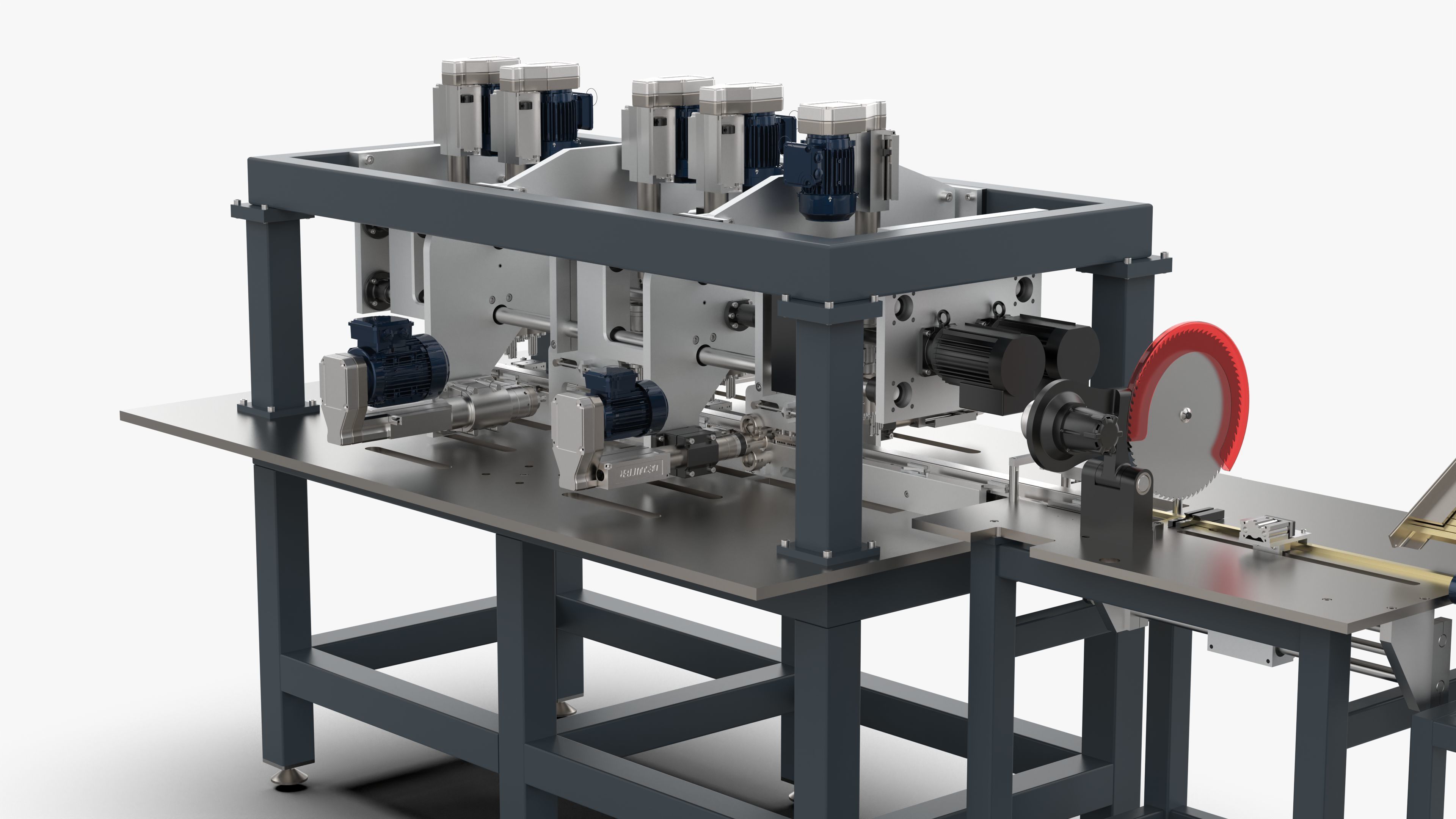Square Tube Bar Feed Cutting Drilling and Tapping Machine 3D model_2