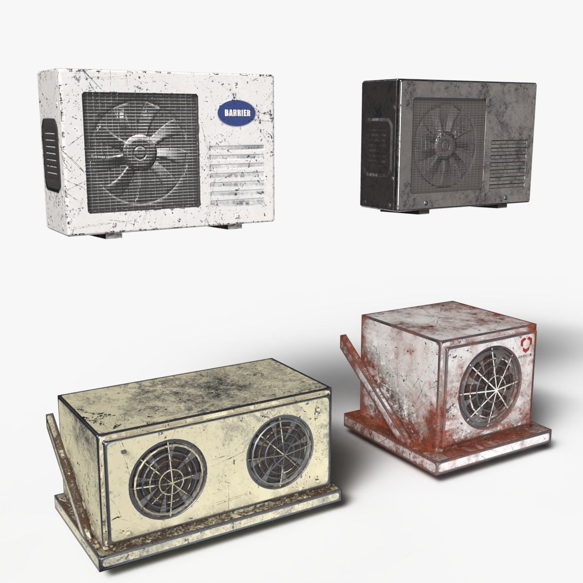 Air Conditioner collection Low-poly 3D model_7