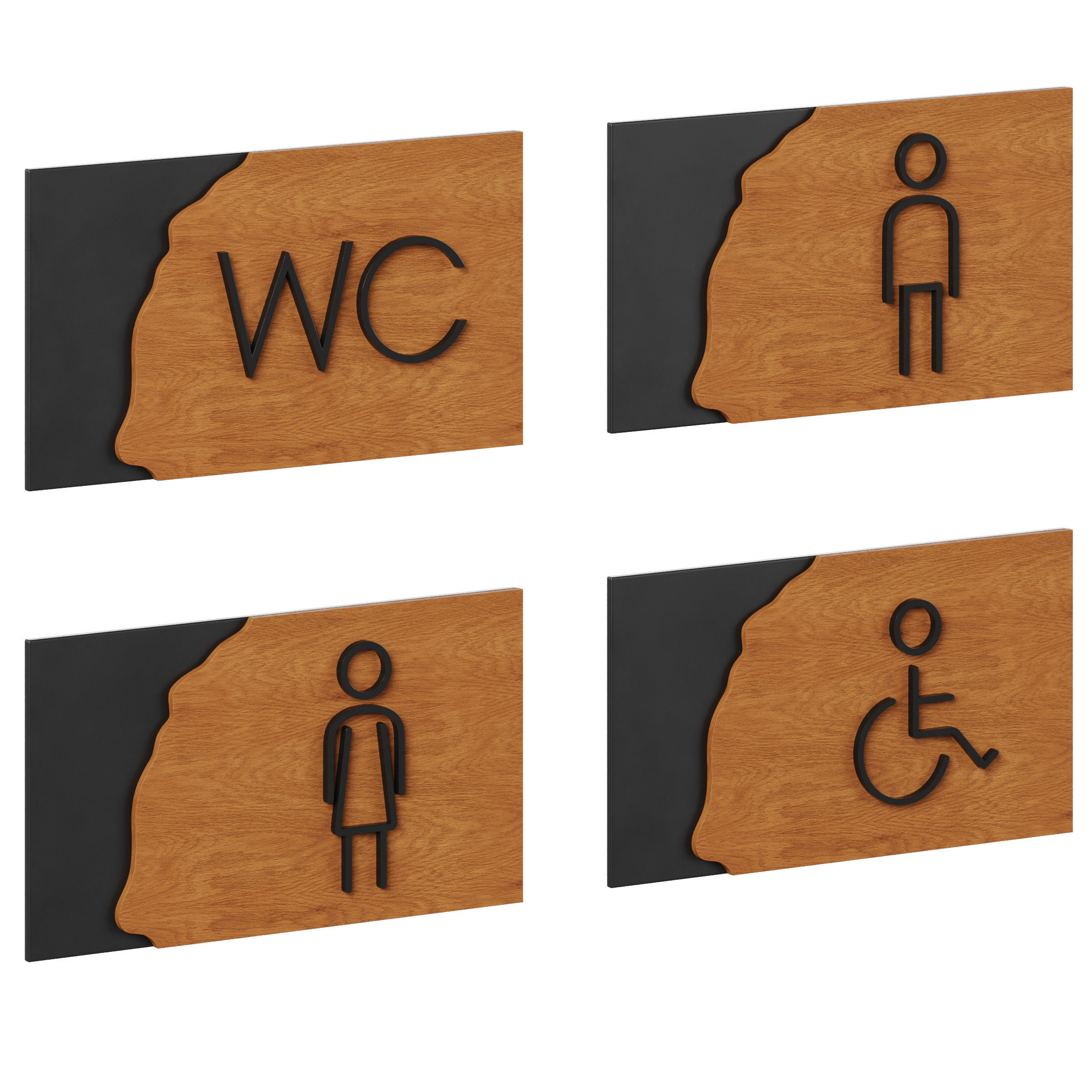 Restroom Directional Door Signs 3 3D model_2